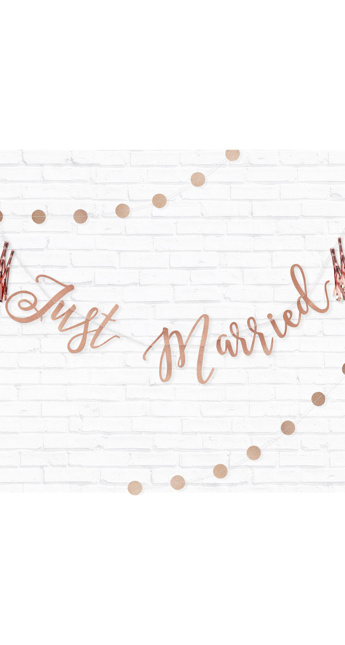 Just Married Rose Gold Glitter Bunting - 1.5m