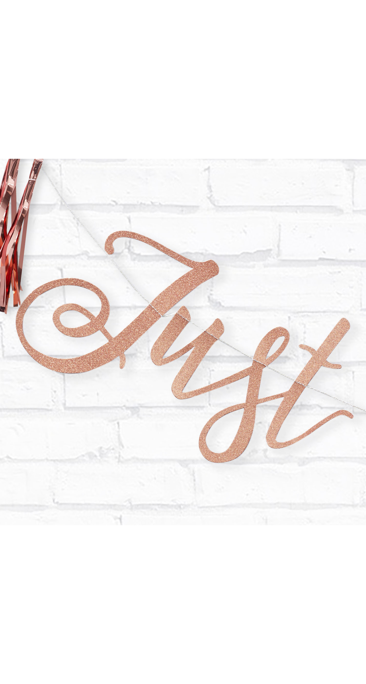 Just Married Rose Gold Glitter Bunting - 1.5m