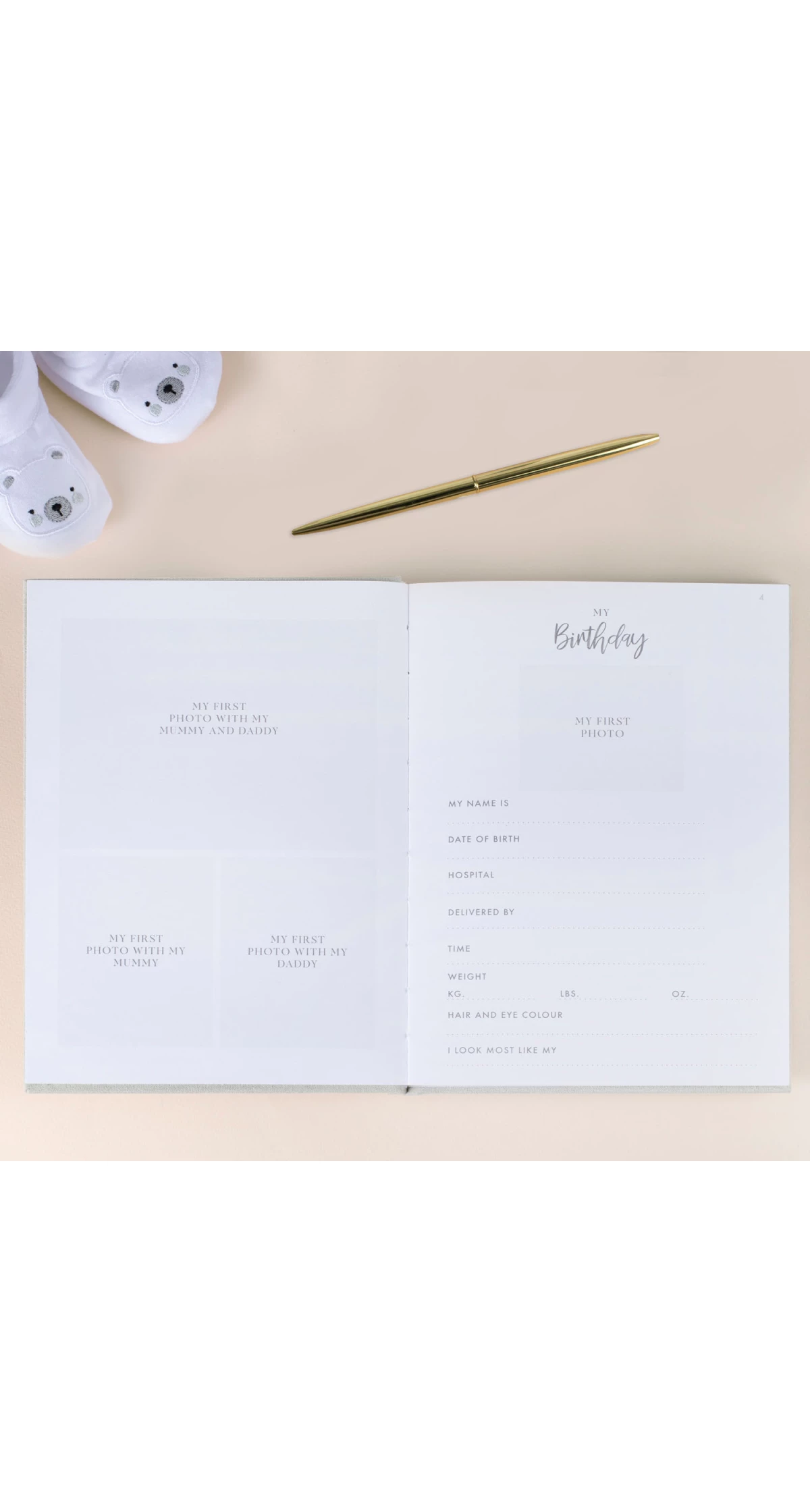 Grey Suede Baby Journal Guest Book - 21cm x 16cm