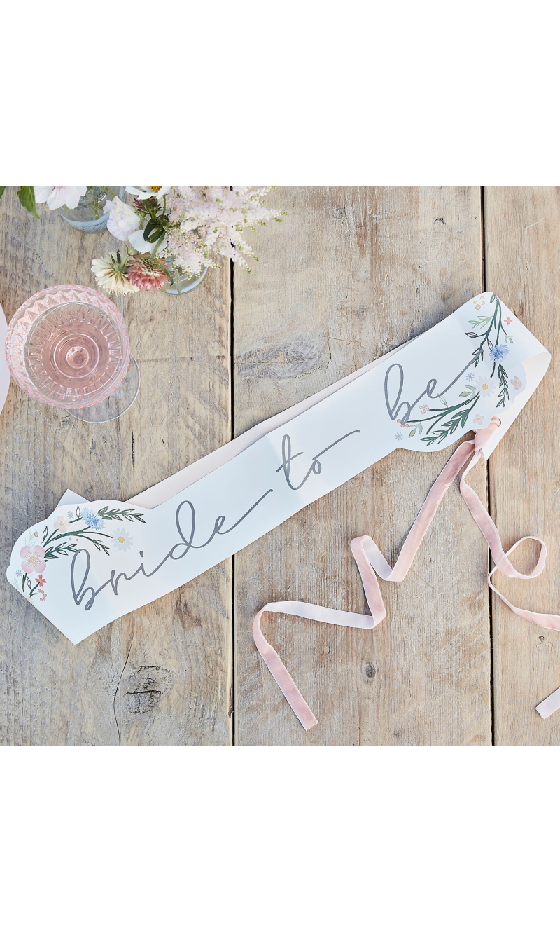 Hen Party Boho Floral Bride to Be Sash - 155cm