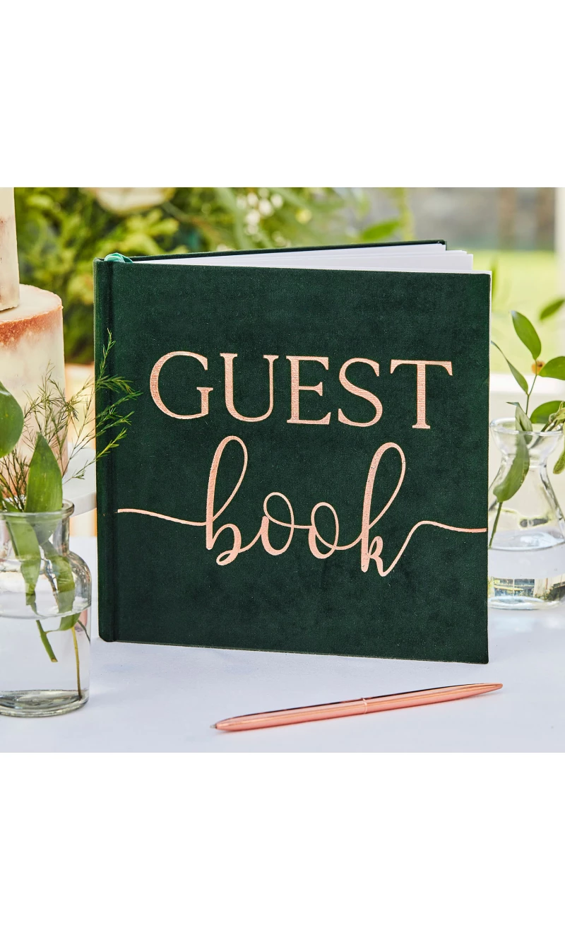 Botanical Wedding (32 Pages) Velvet Guestbook - 21cm x 21cm