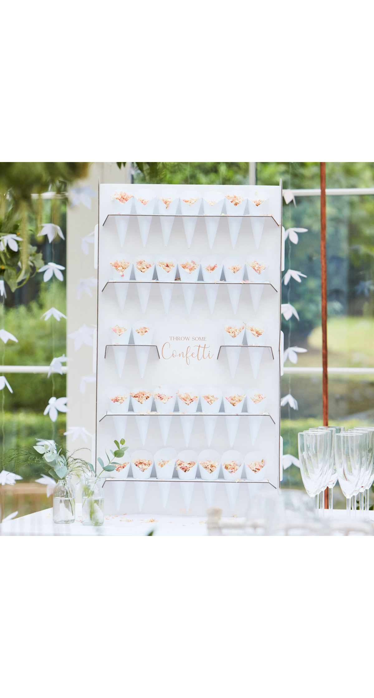 Wedding Confetti Cone Holder Stand & Cones - 42cm x 77cm