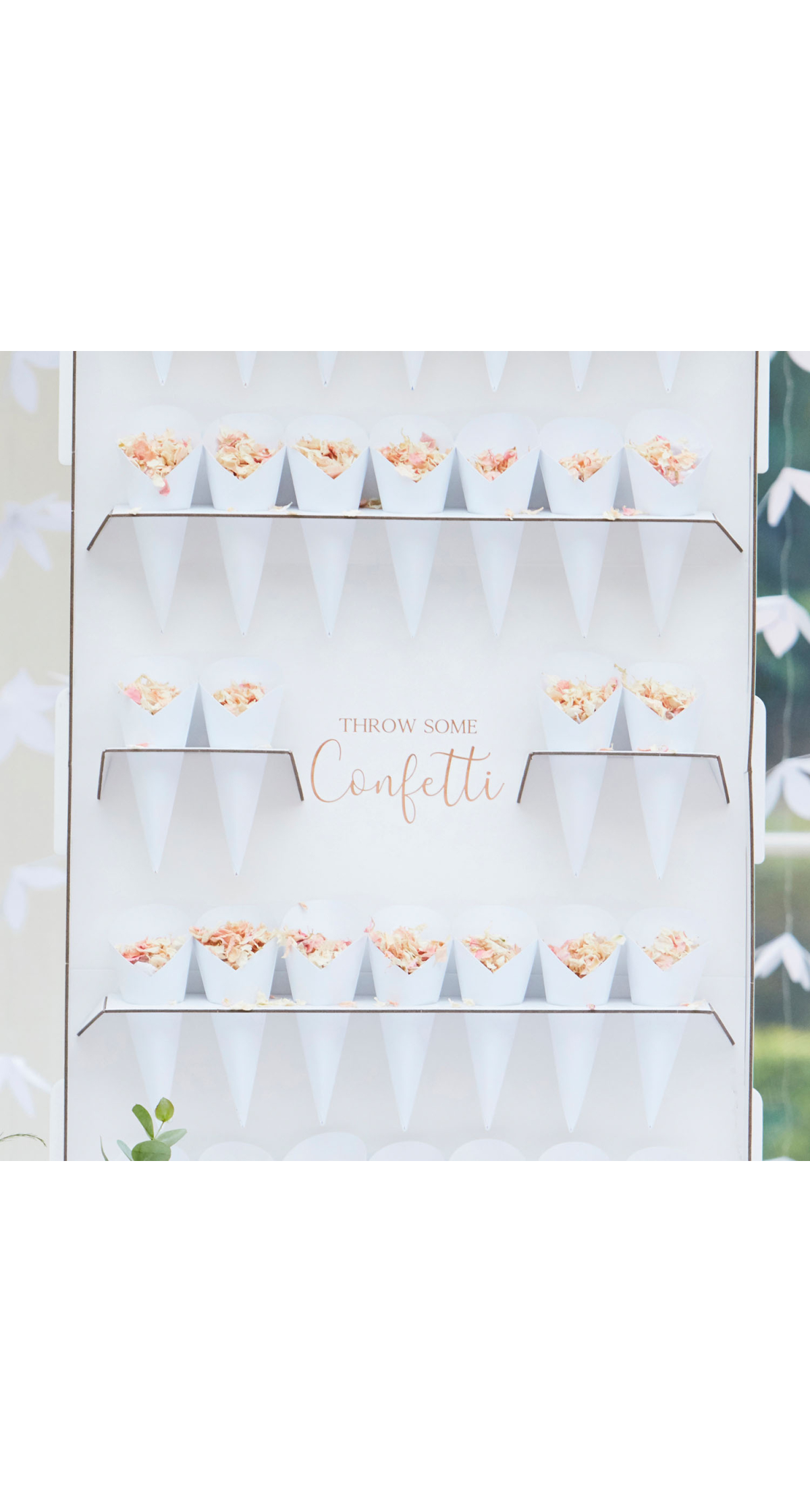 Wedding Confetti Cone Holder Stand & Cones - 42cm x 77cm