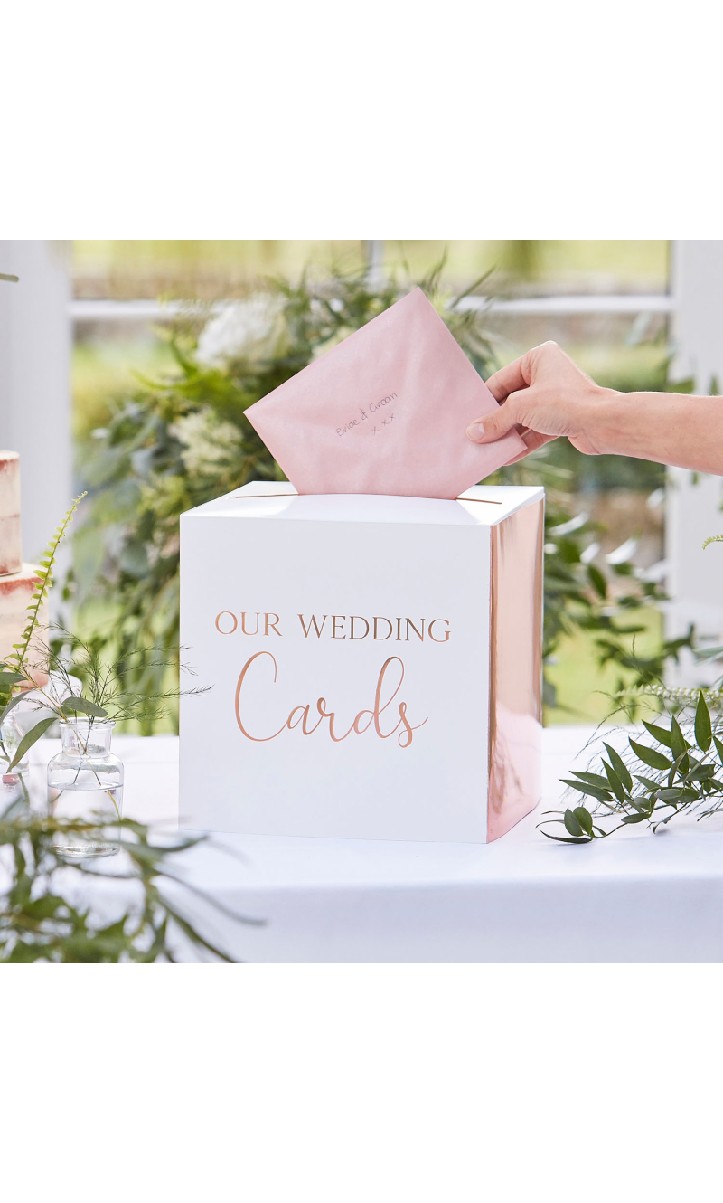 Rose Gold Wedding Card Box - 25cm x 25cm