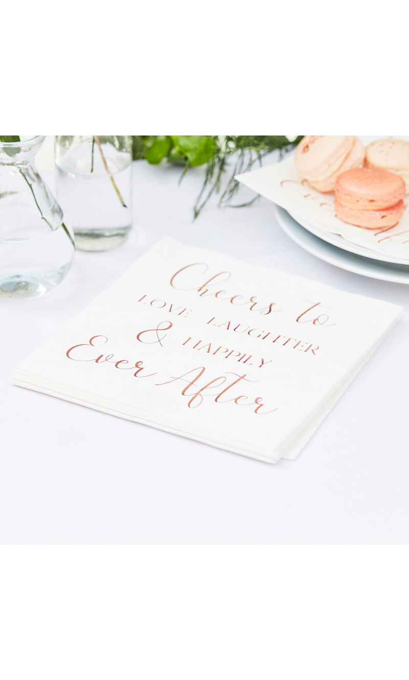Happily Ever After Paper Wedding Napkins (16.5cm x 16.5cm) - 16pk
