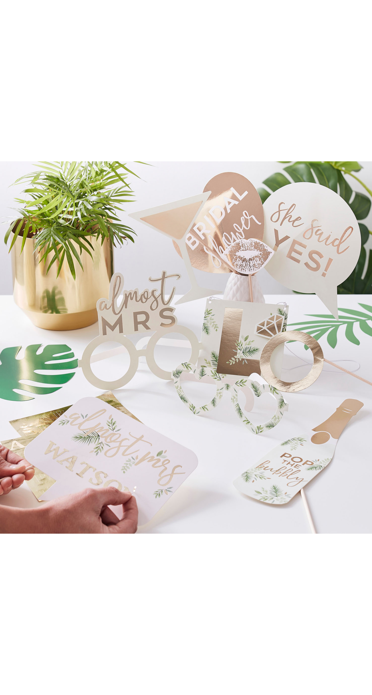 Gold Foiled Photobooth Hen Party Props - 10pk