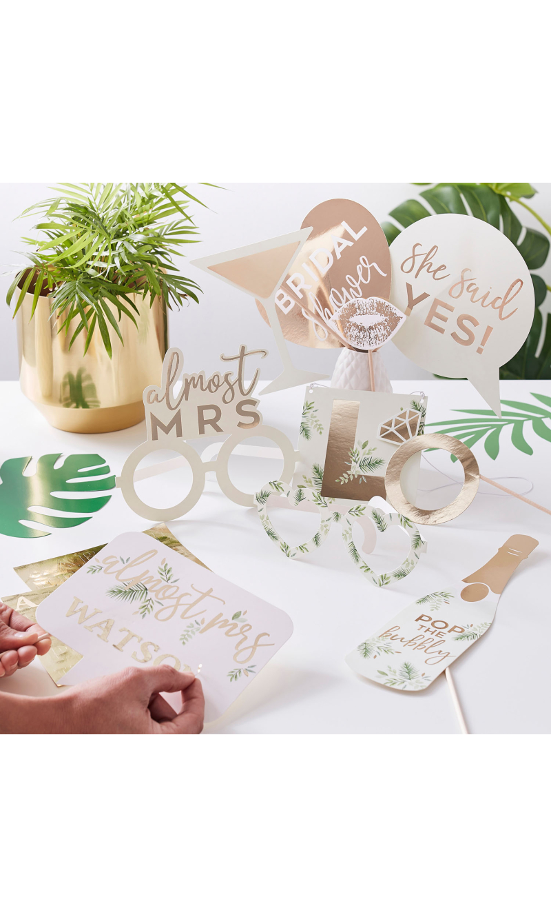 Gold Foiled Photobooth Hen Party Props - 10pk