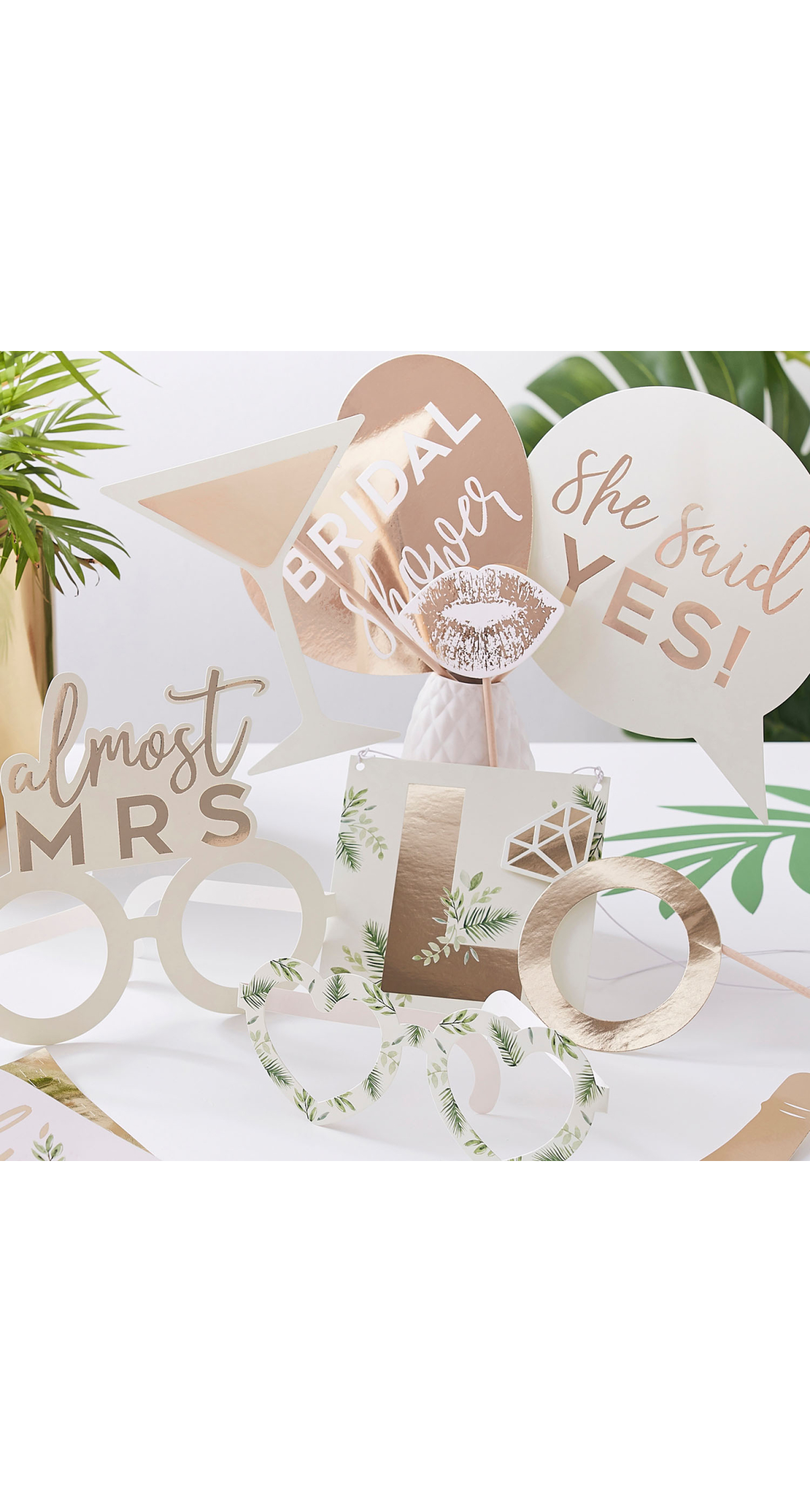 Gold Foiled Photobooth Hen Party Props - 10pk