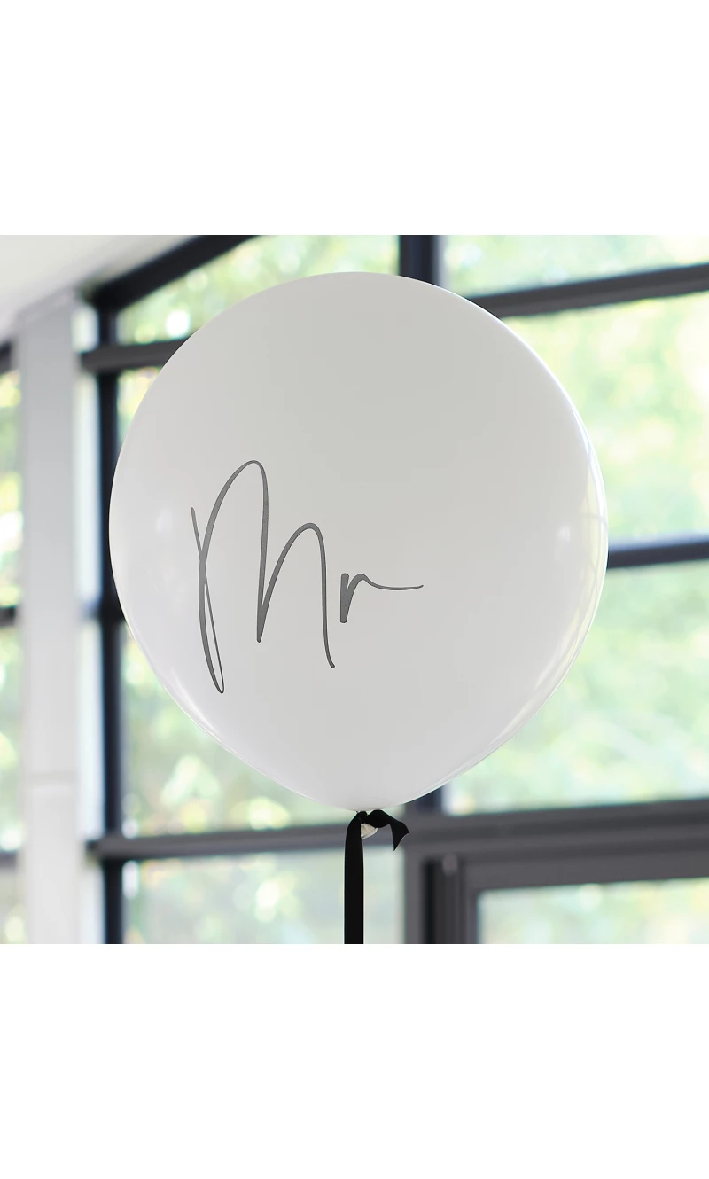 Black & White 36" Latex Balloon ( Mr ) - 1 pk
