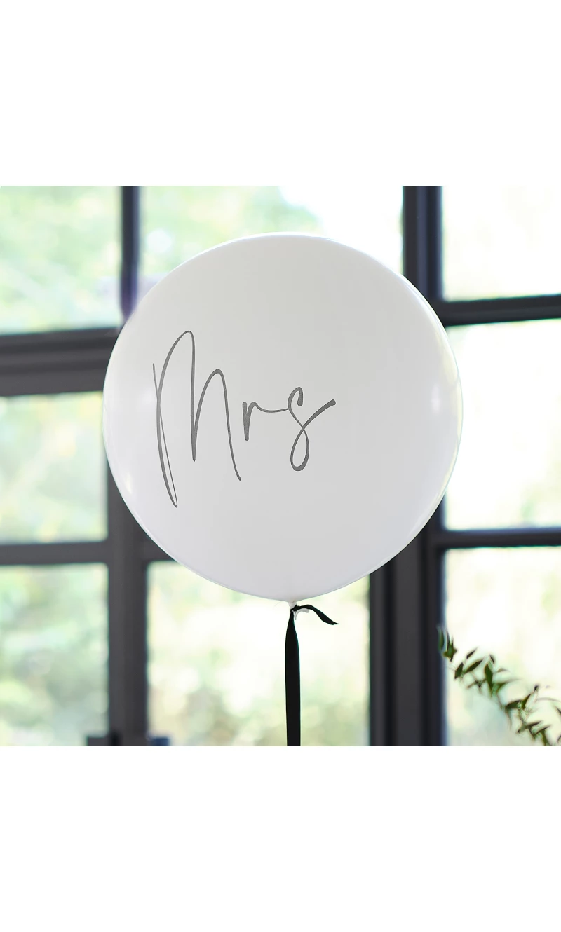 Black & White 36" Latex Balloon ( Mrs ) - 1 pk