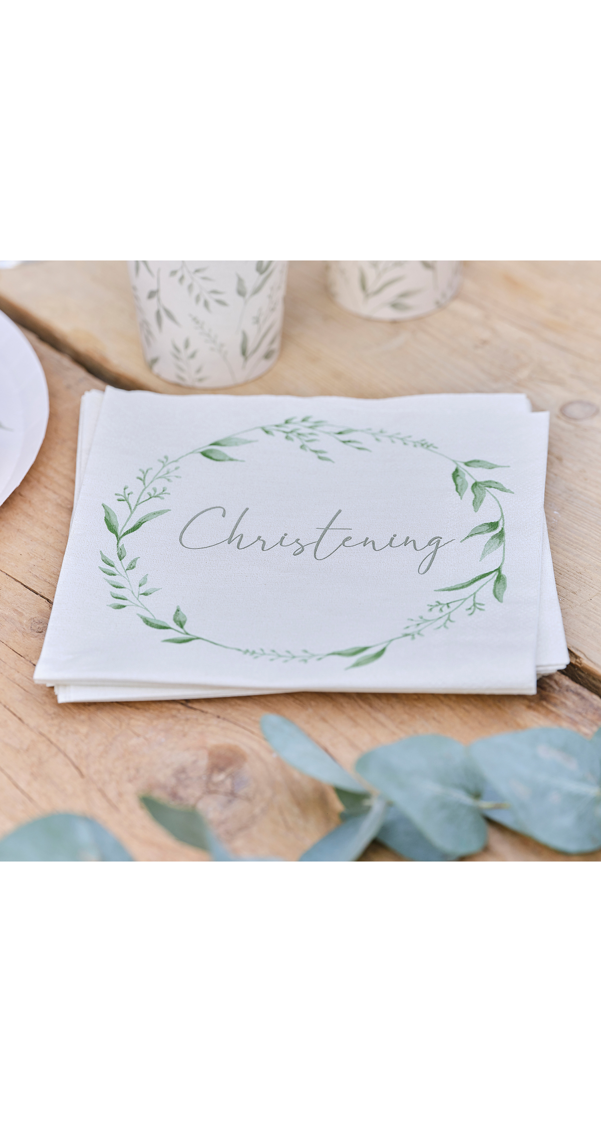 Botanical Christening Paper Napkins 16.5cm - 16pk