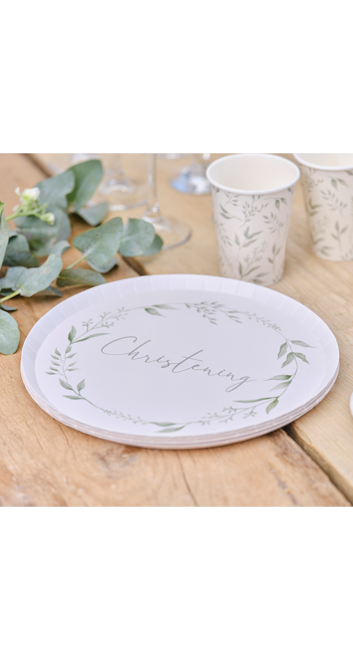 Botanical Christening 25cm Paper Plates - 8pk