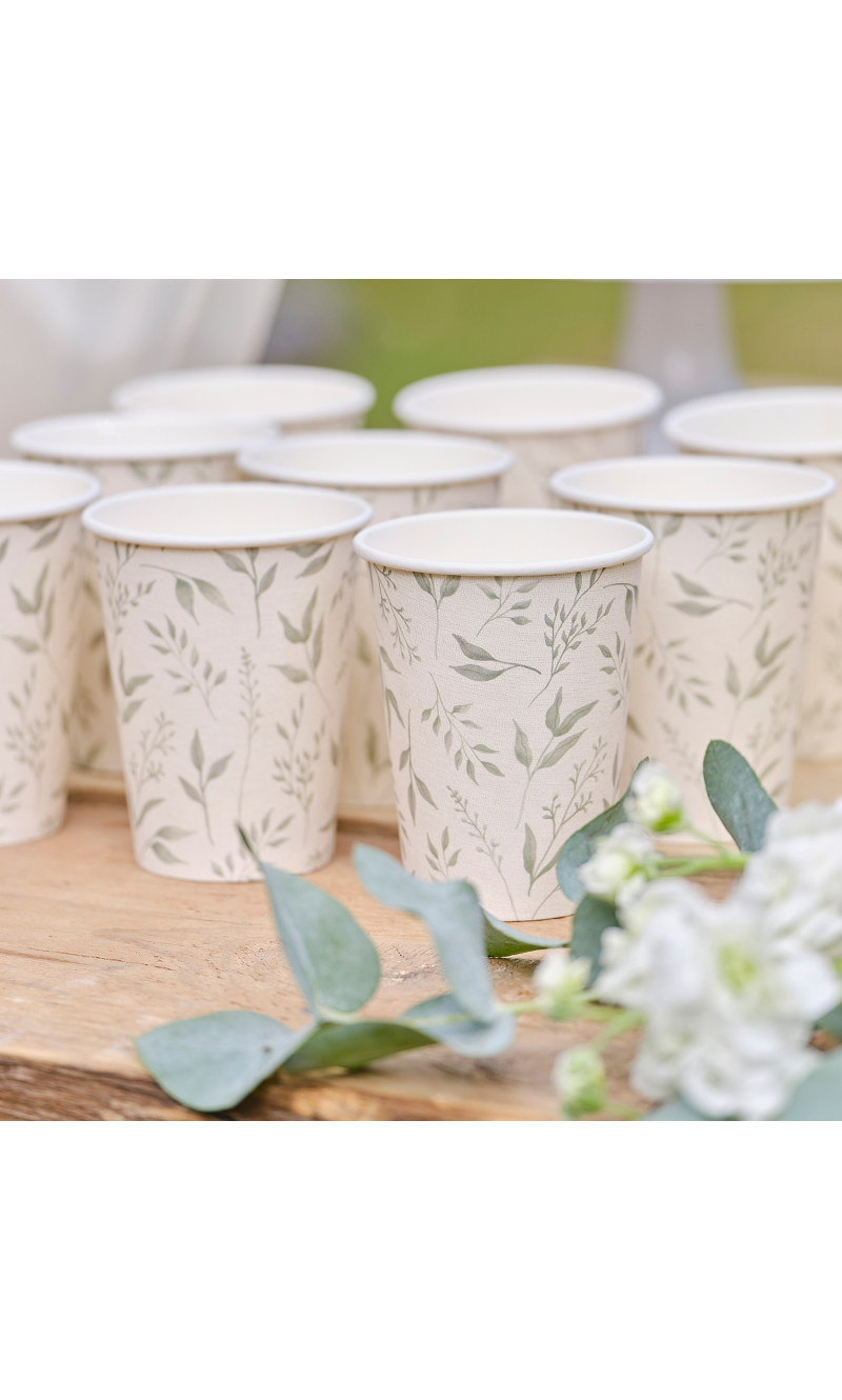 Botanical Christening Paper Cups - 8pk