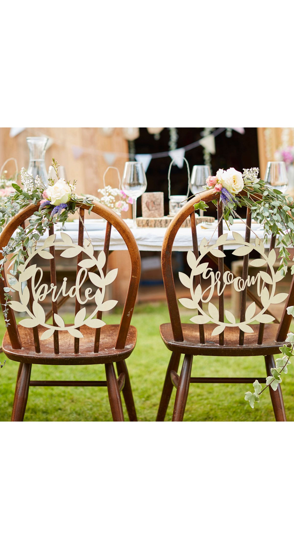 Wooden Bride & Groom Wedding Signs 31cm - 2pk