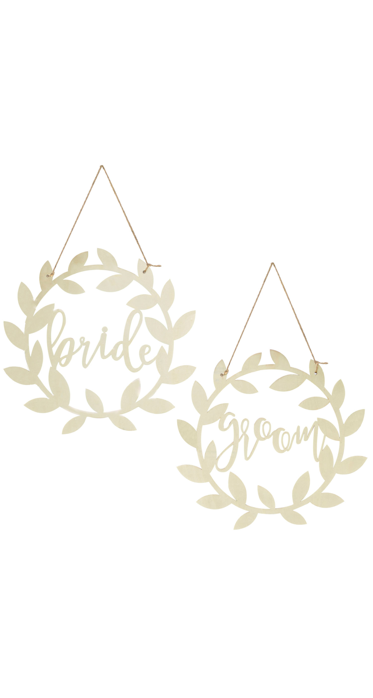 Wooden Bride & Groom Wedding Signs 31cm - 2pk