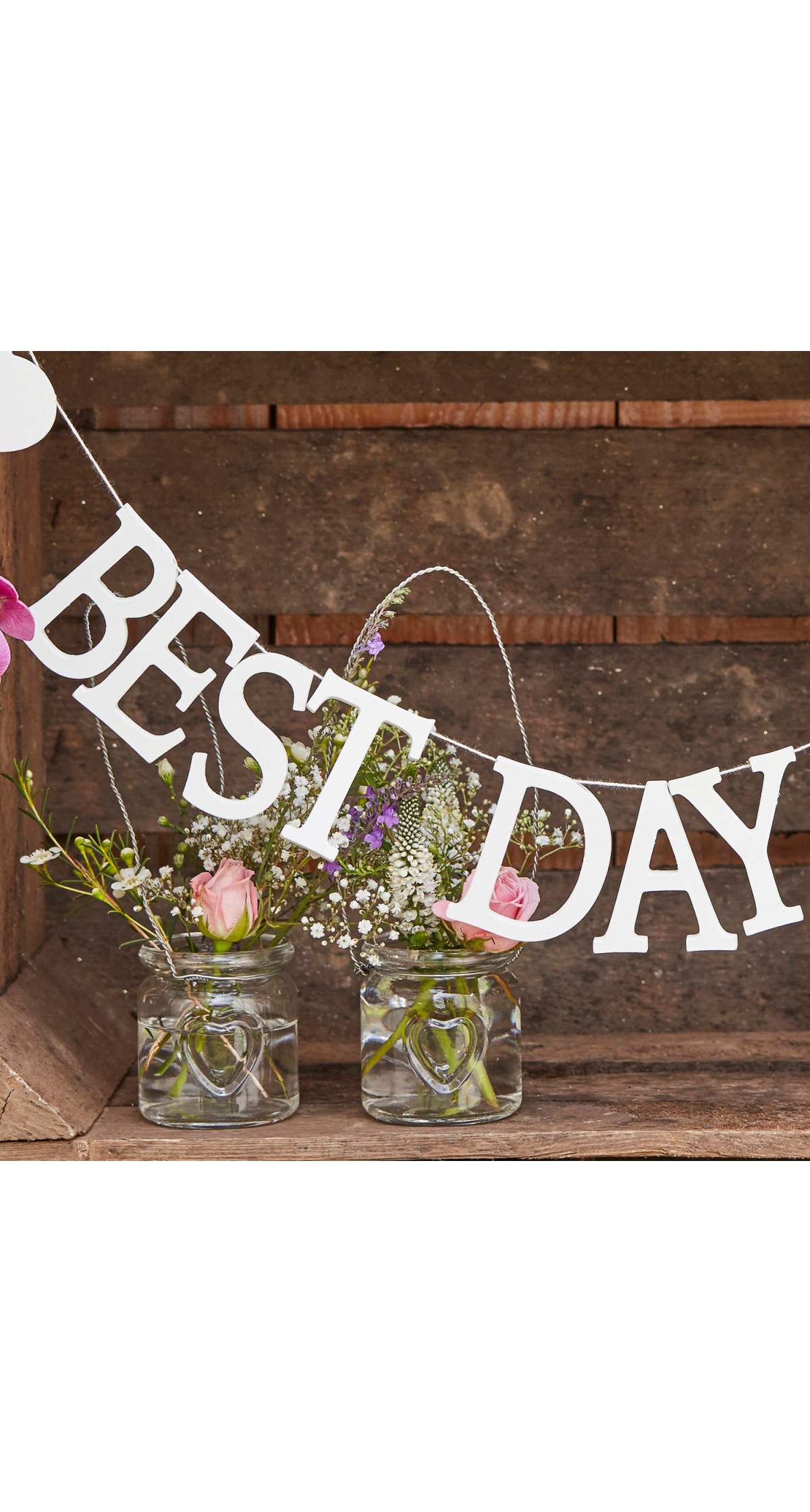 Best Day Ever Wooden Bunting Rustic Country - 1.5m