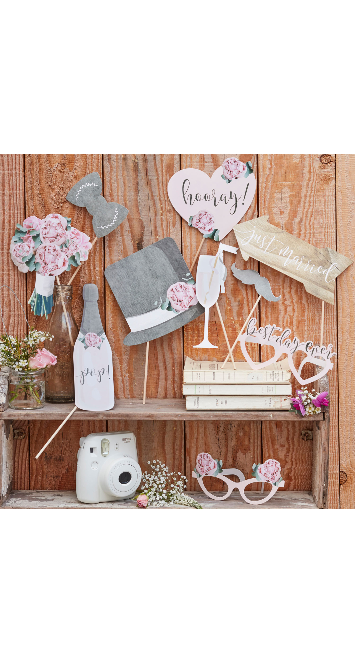 Rustic Country Wedding Photo Booth Props - 10pk