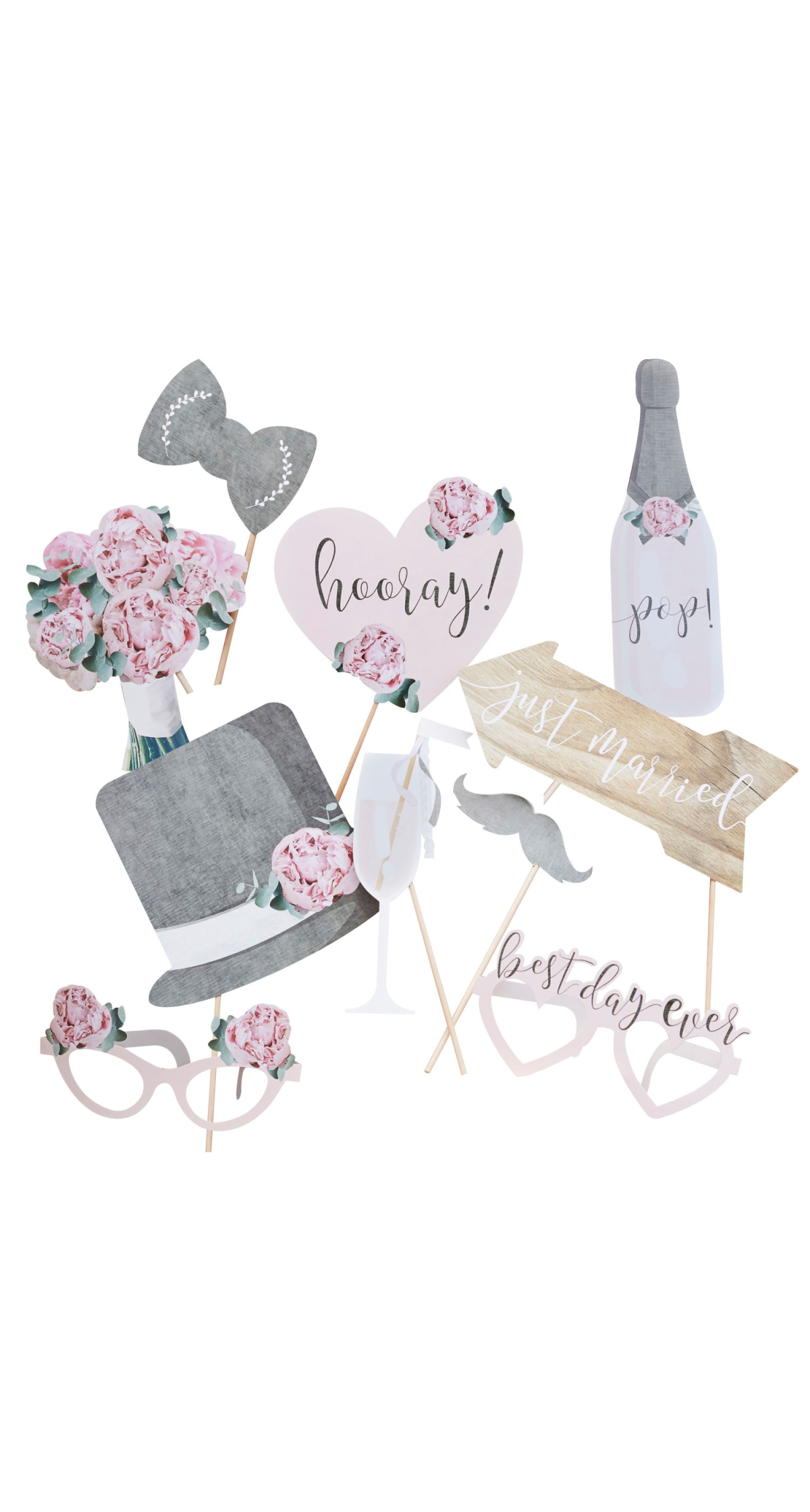 Rustic Country Wedding Photo Booth Props - 10pk