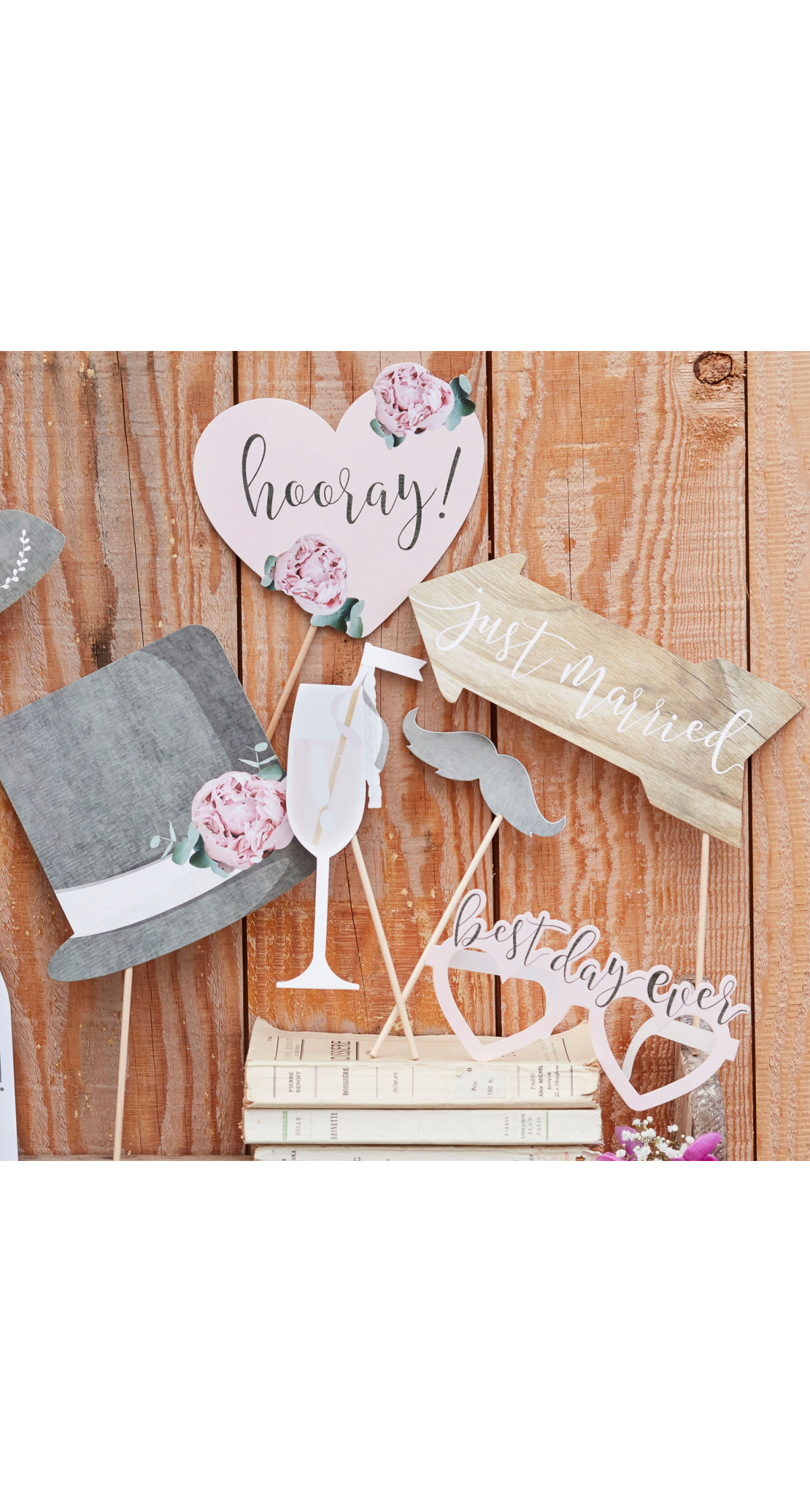 Rustic Country Wedding Photo Booth Props - 10pk