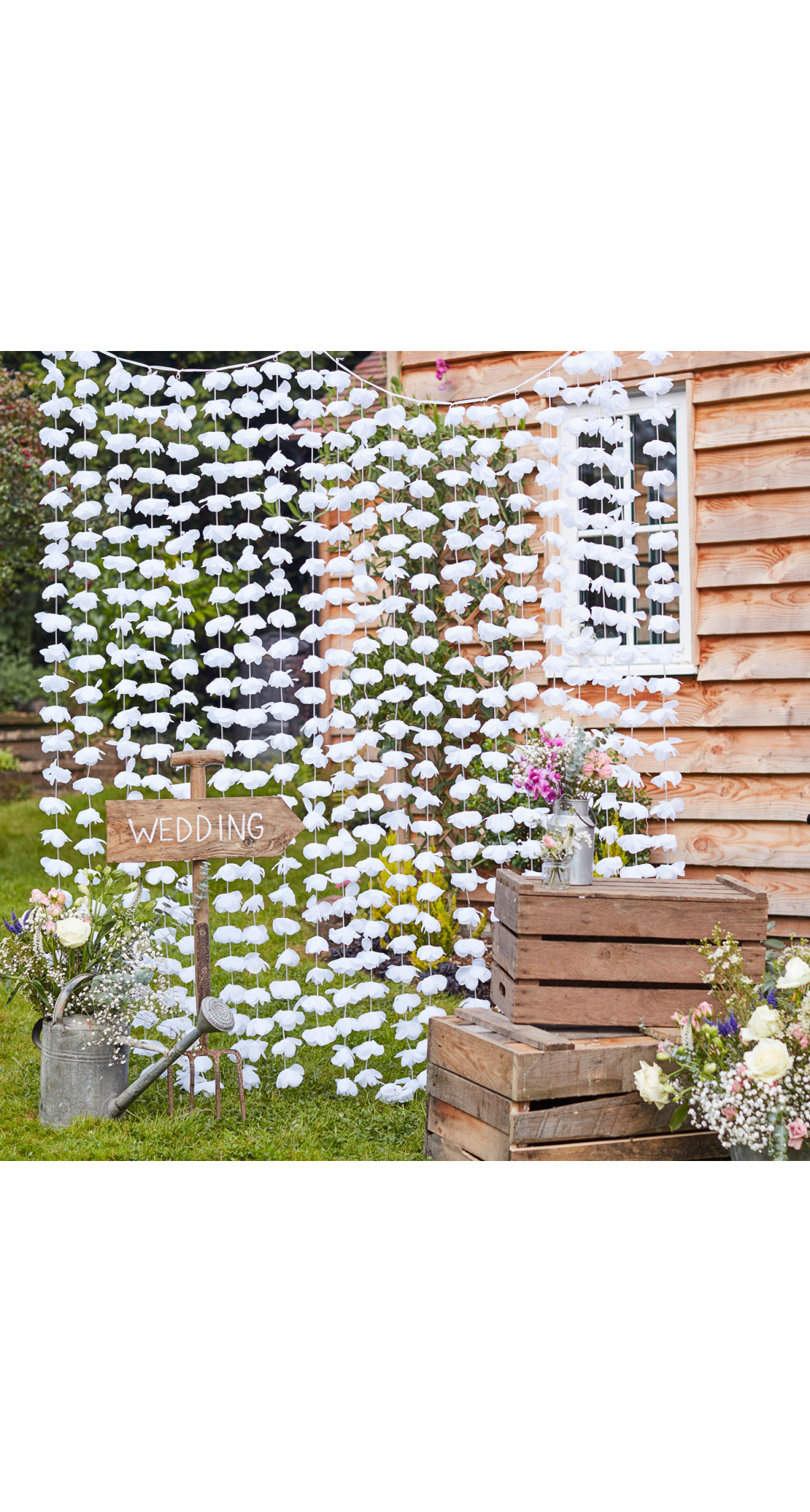 White Flower Curtain Backdrop - 2m x 1.8m