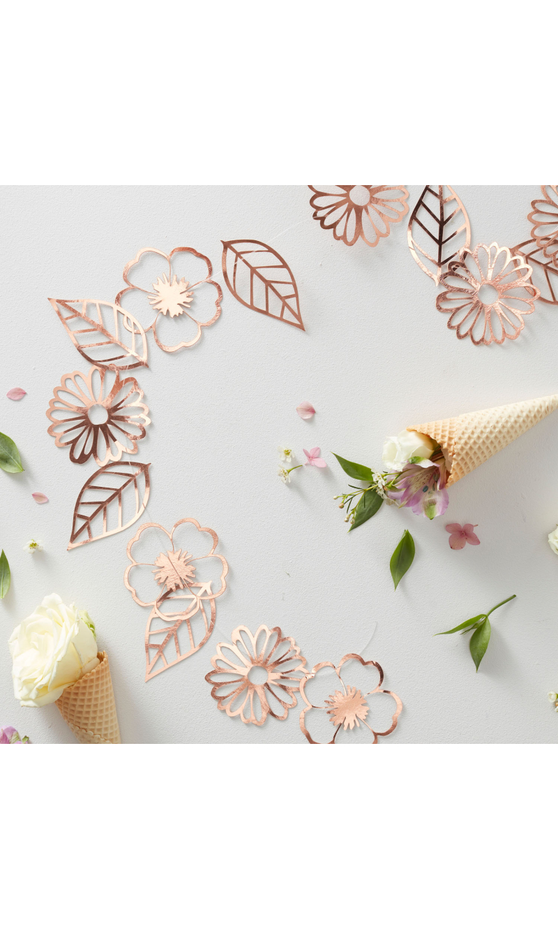 Rose Gold Flower Bunting - 3m