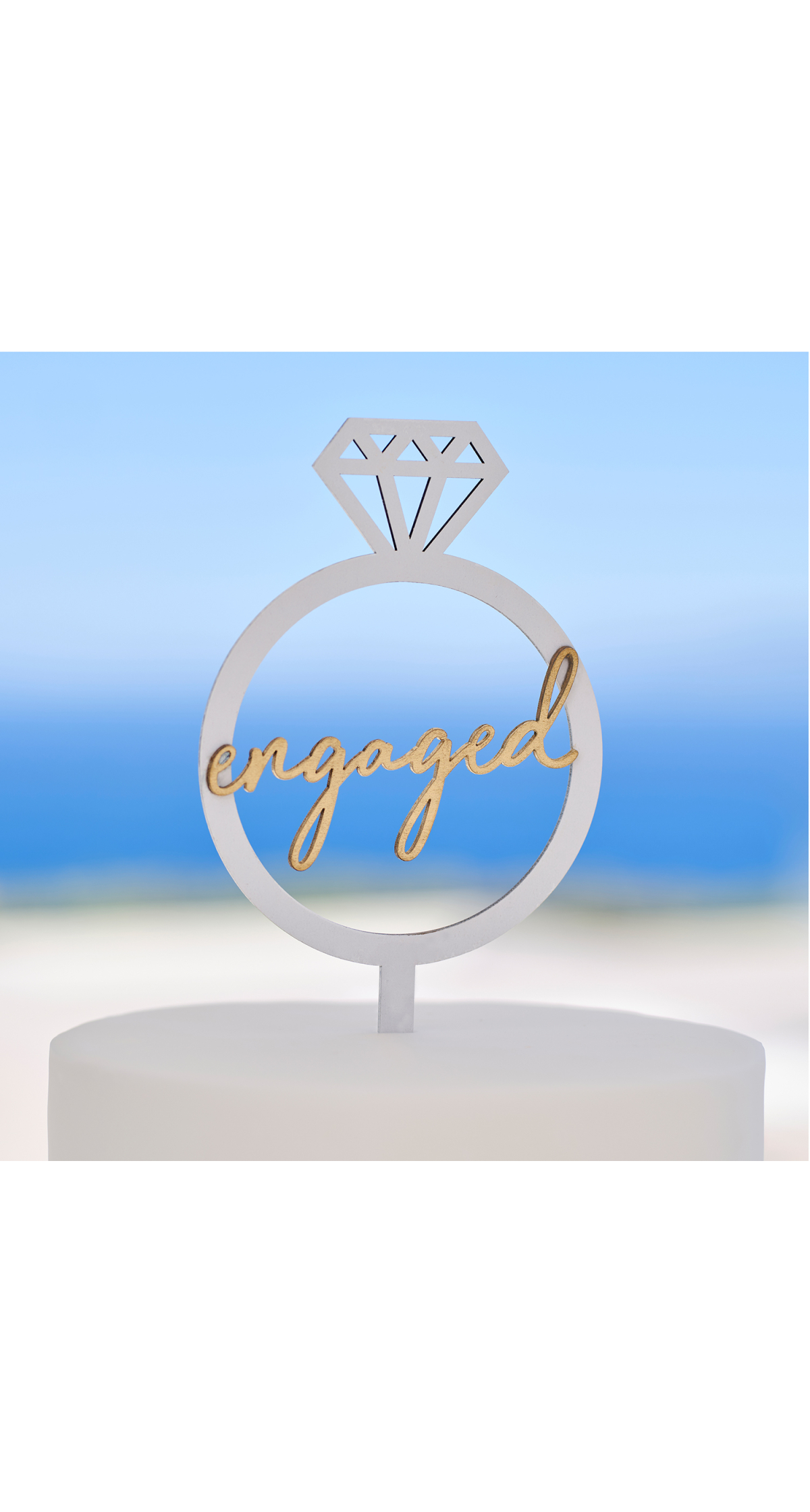 Wooden Engagement Ring Cake Topper - 22cm x 11cm