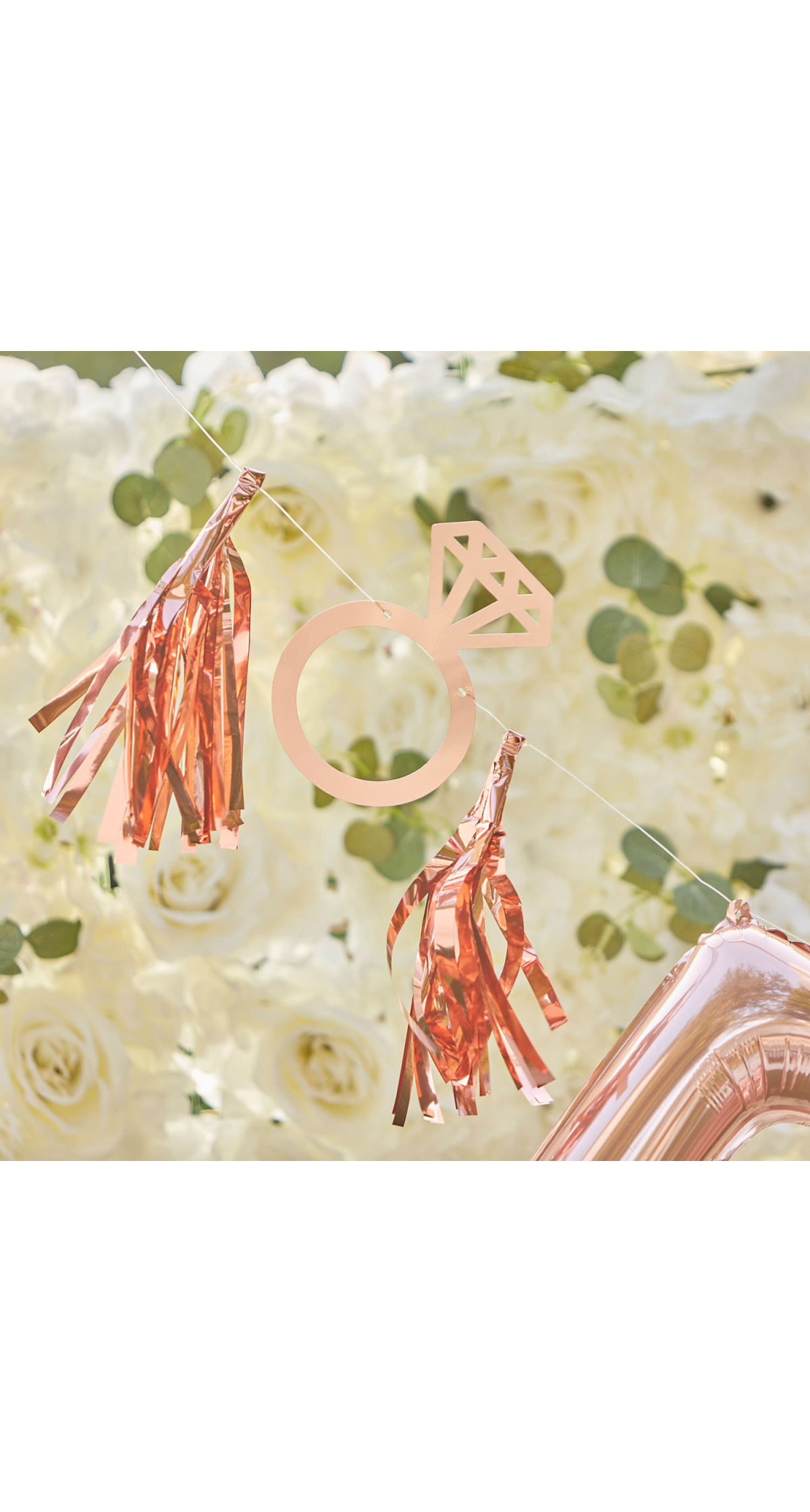 Rose Gold Engaged Foil Balloon Bunting - 7pk