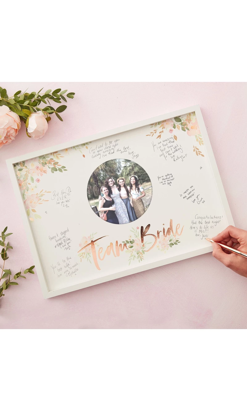 Floral Team Bride Hen Party Guest Book Frame - 32cm x 44cm