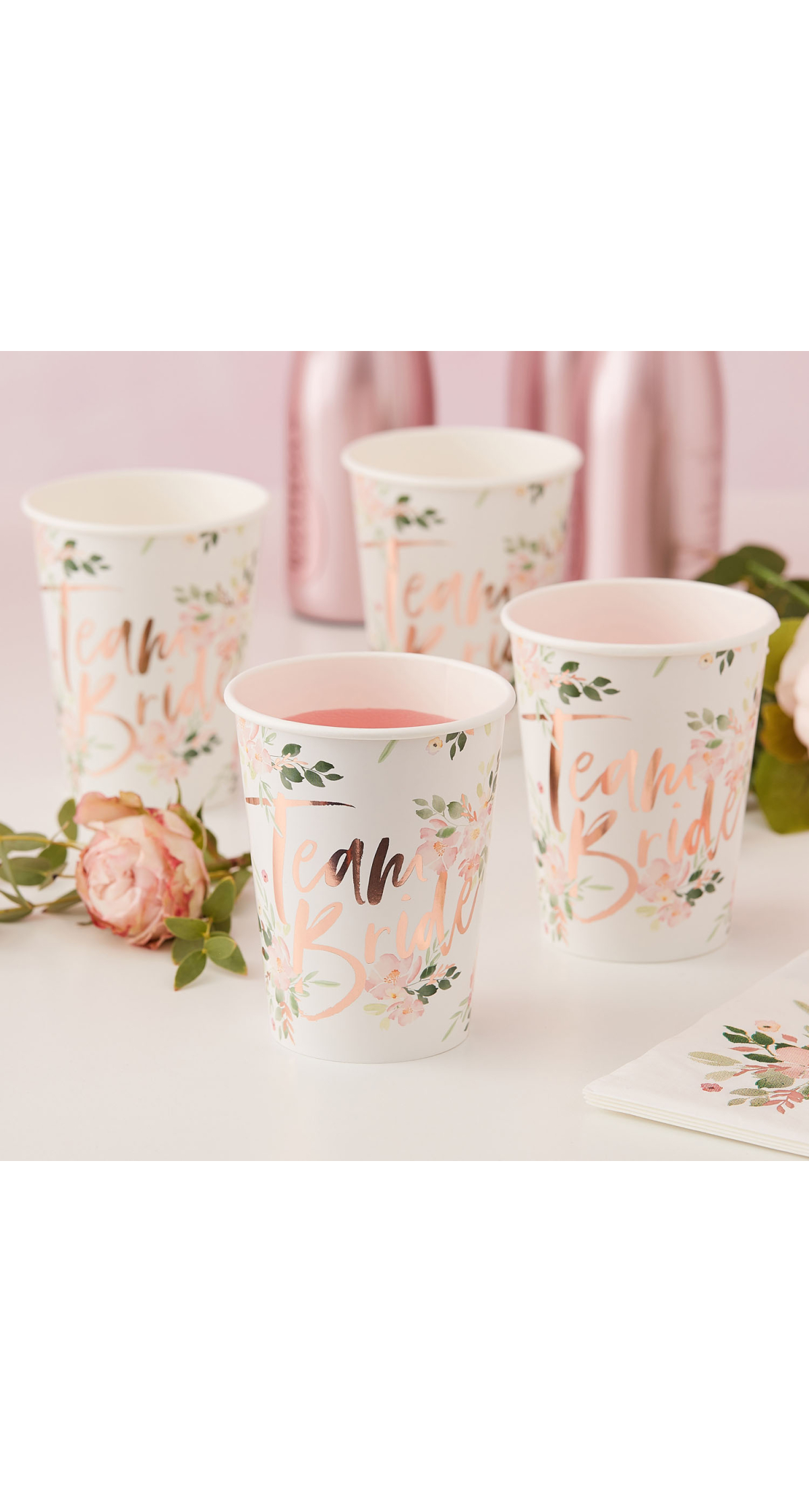 Hen Party Floral Team Bride Cups - 8pk