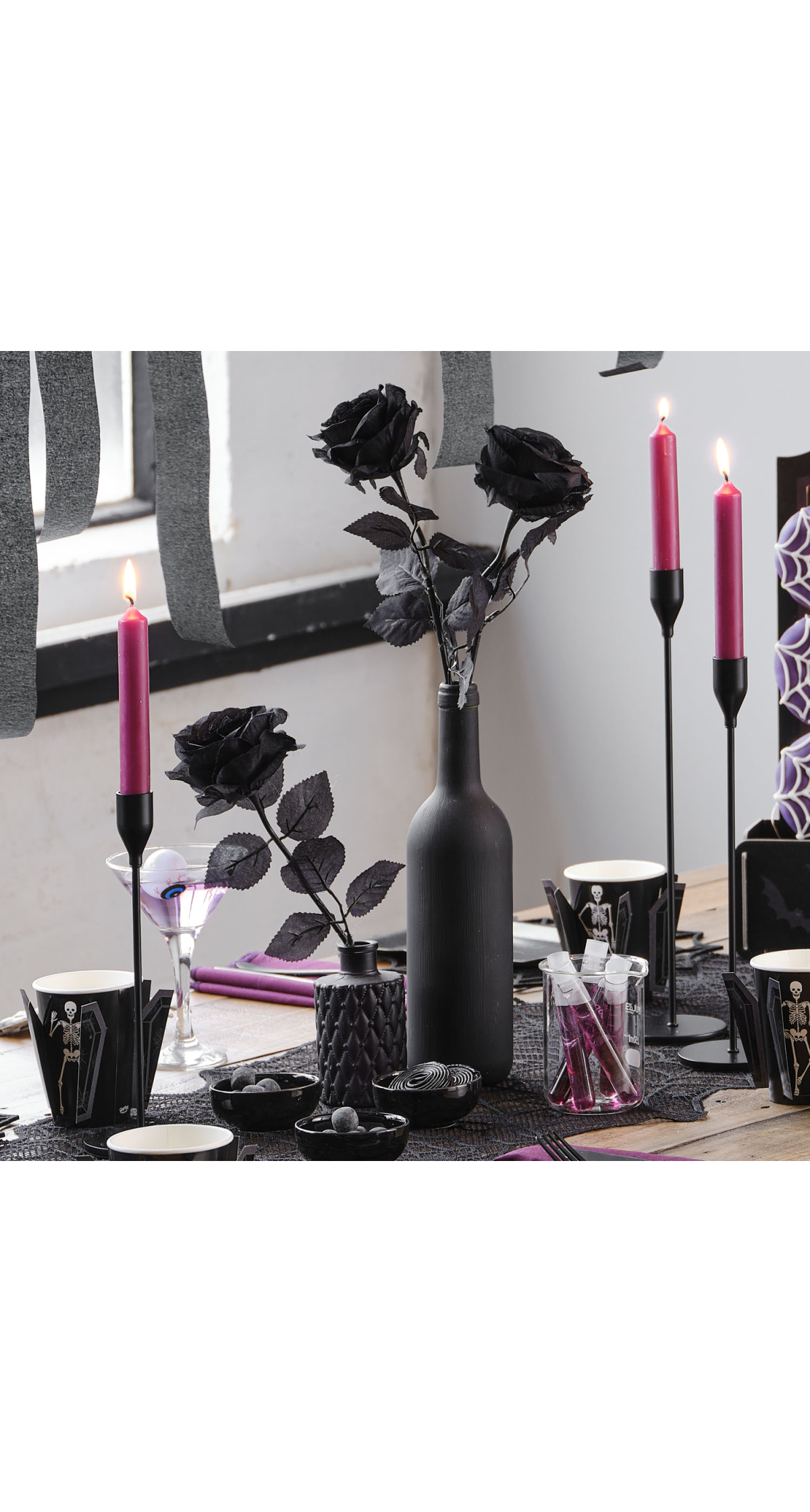 Black Rose Floral Stem Decoration 40cm - 1pk