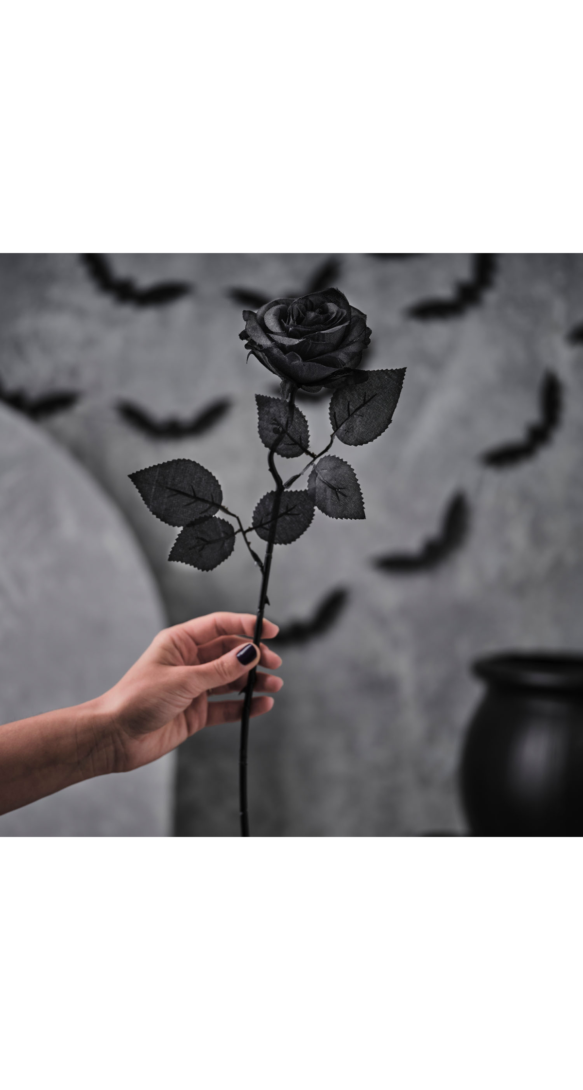 Black Rose Floral Stem Decoration 40cm - 1pk