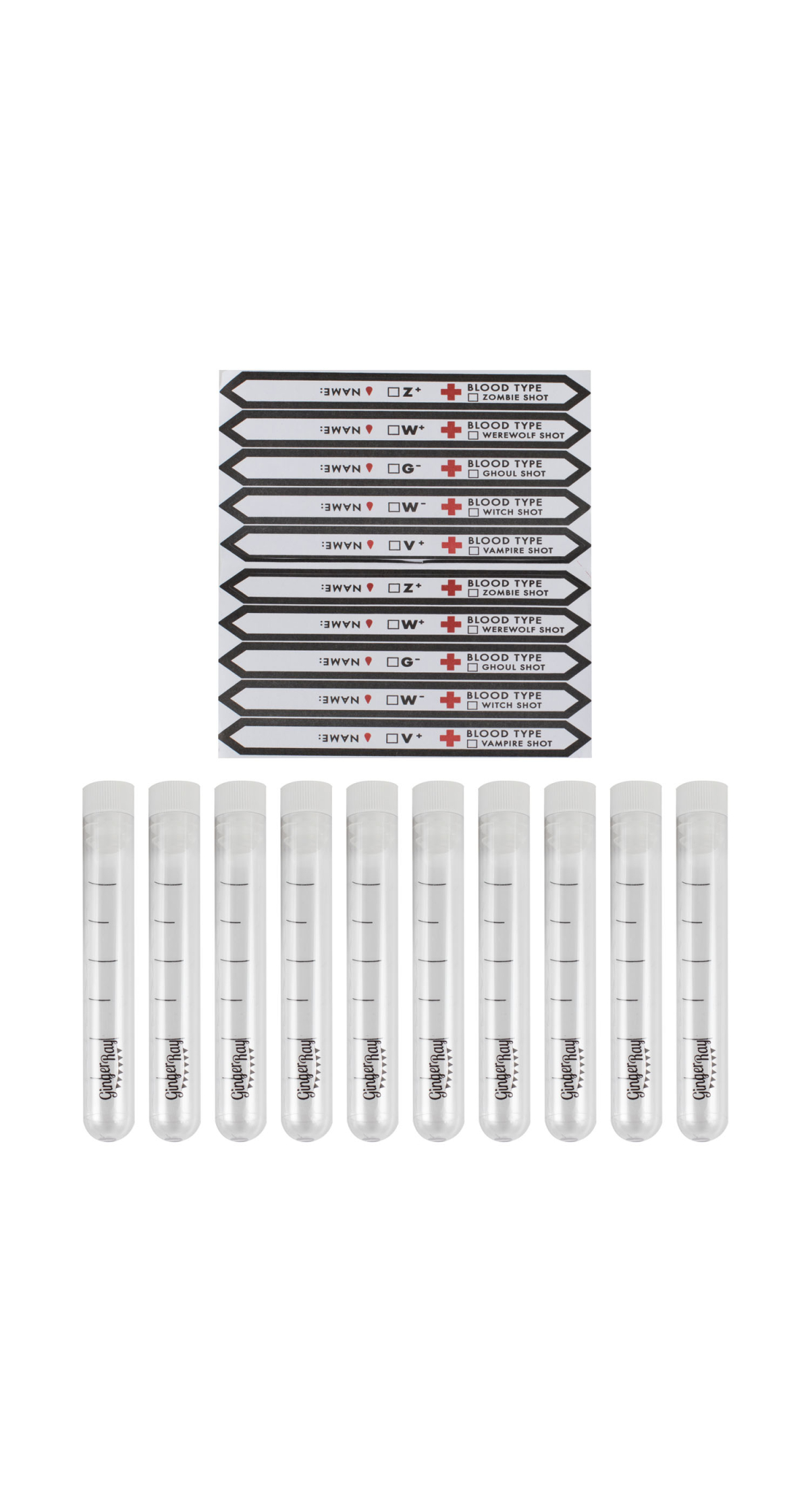Customisable Test Tube Shot Glasses 10cm x 1.6cm - 10pk