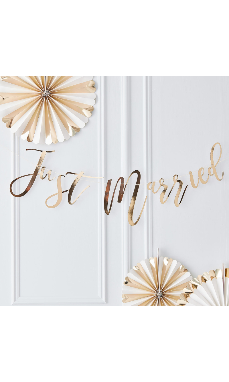 Gold Just Married Wedding Bunting - 1.5m