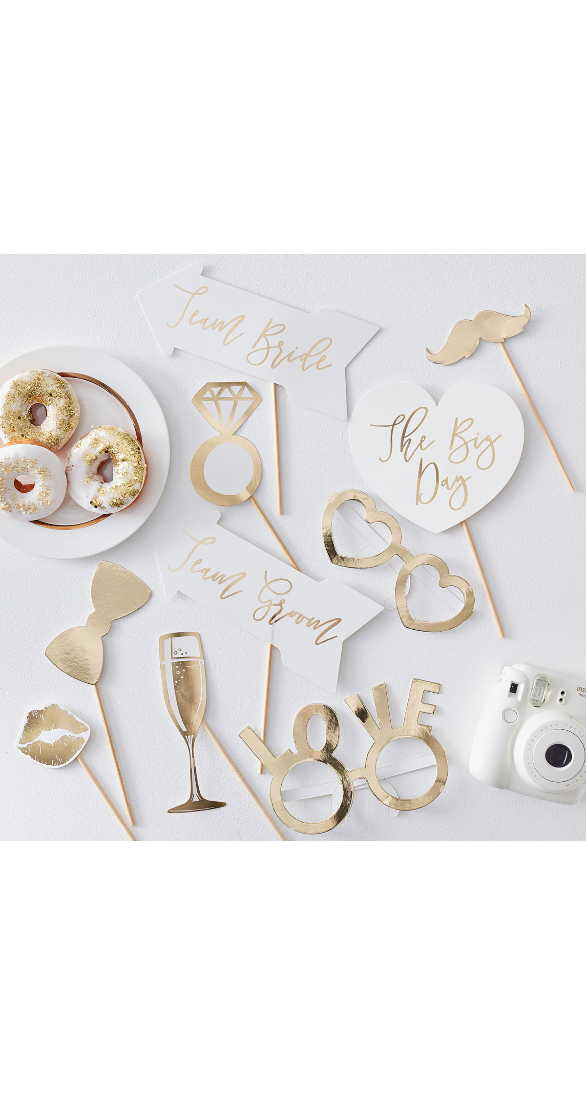 Gold Wedding Photo Booth Props - 10pk