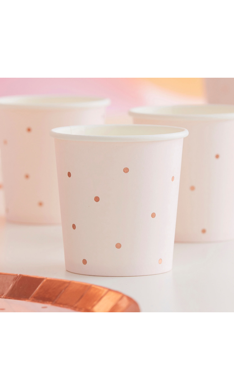 Pink and Rose Gold Foiled Paper Hen Party Shot Glasses - 10pk