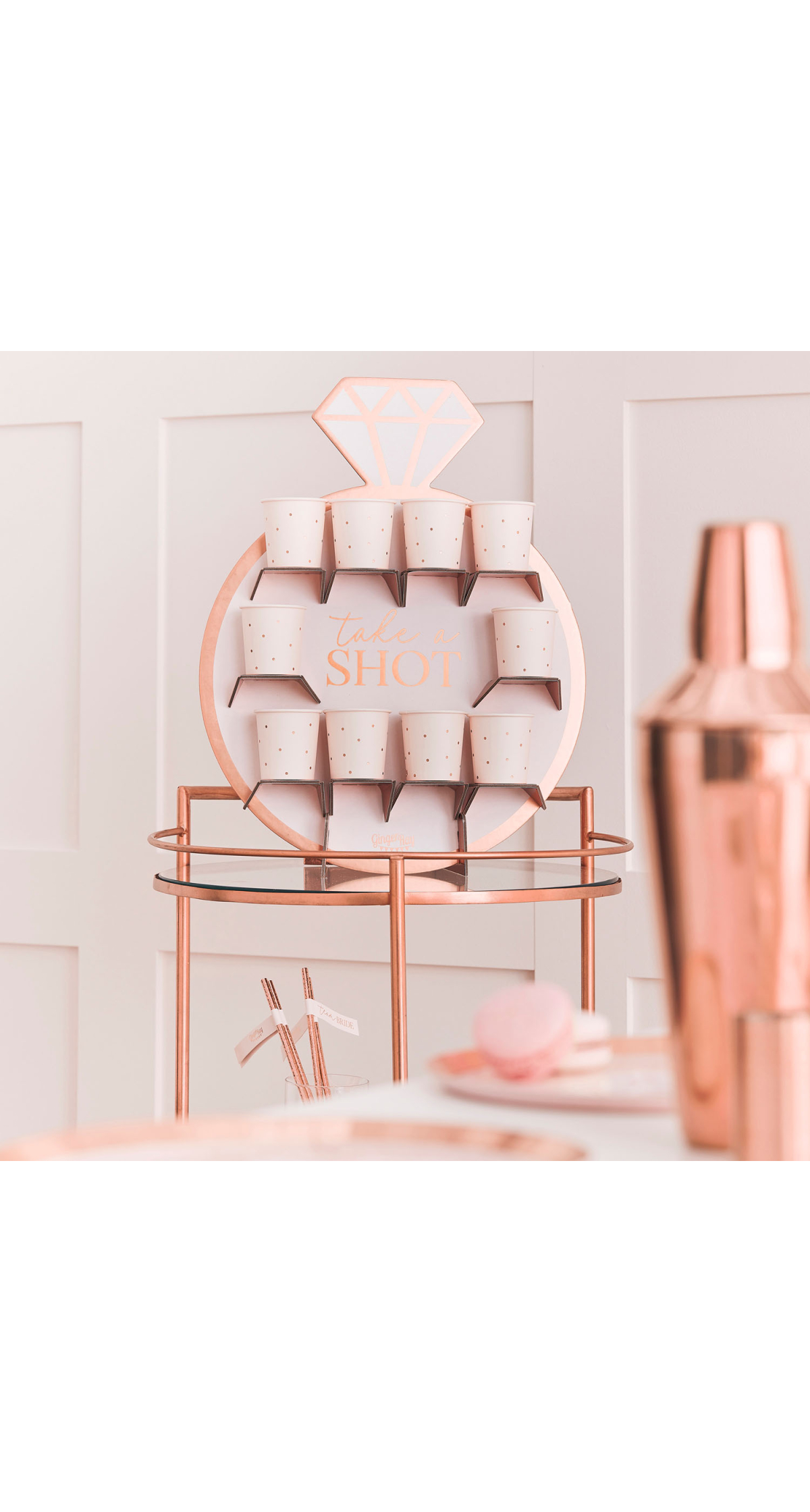 Rose Gold Hen Party Drinks Shot Wall - 40cm x 69cm