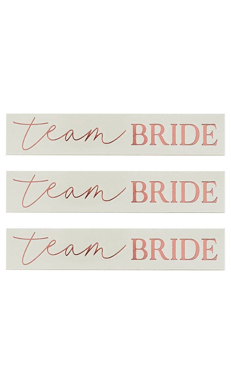 Rose Gold Team Bride Hen Party Tattoos - 16pk