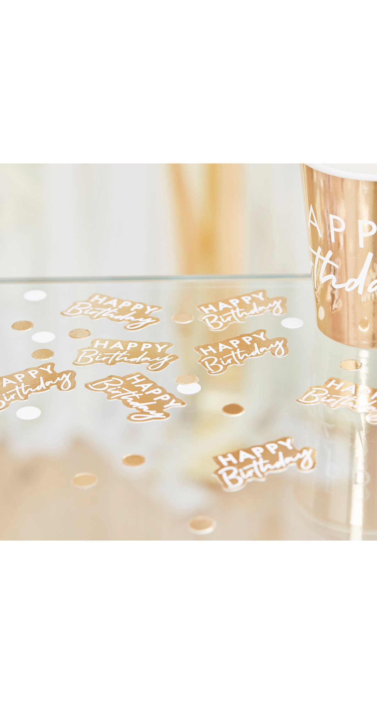 Gold And White Happy Birthday Confetti - 13g
