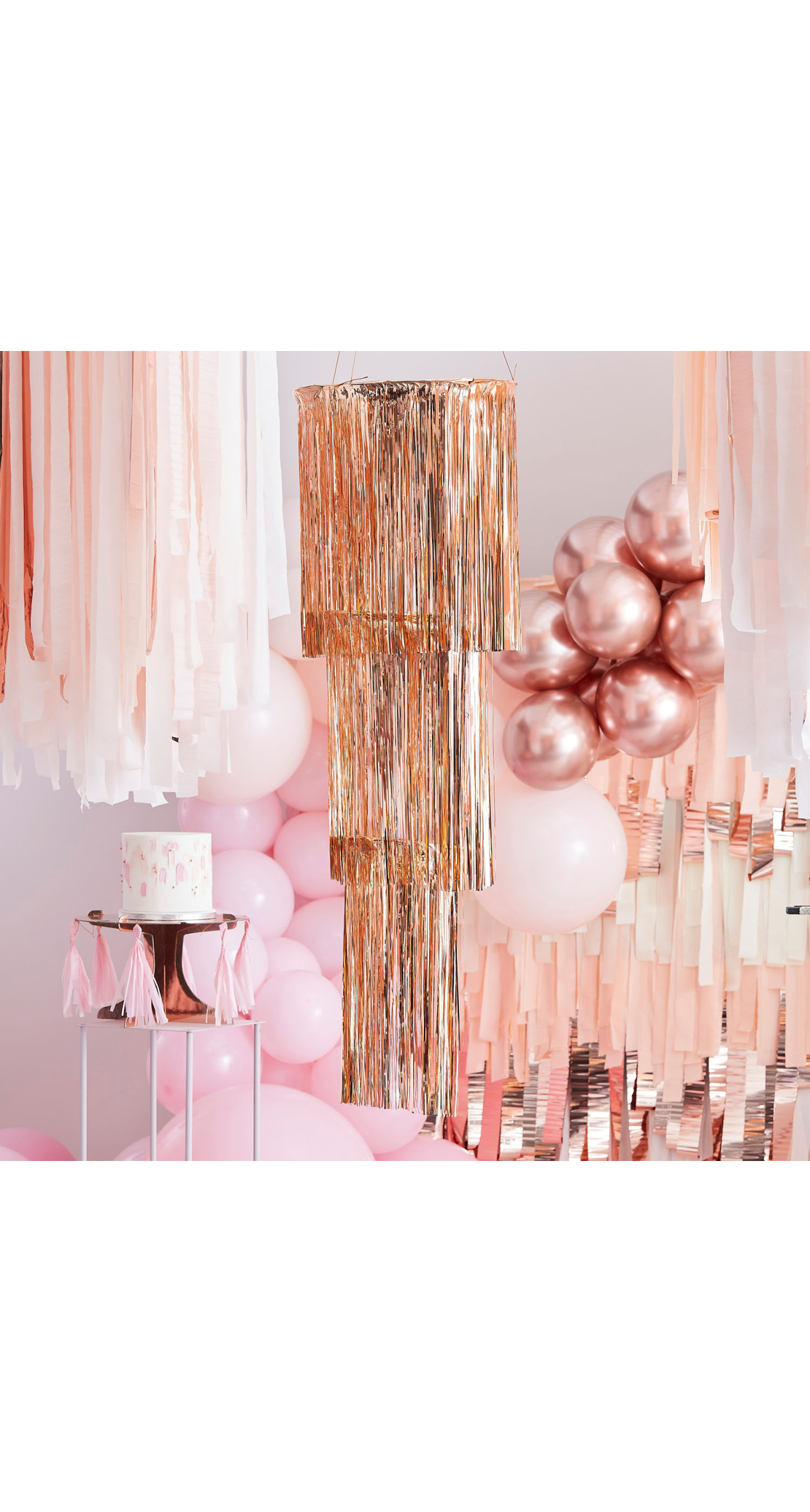 Rose Gold Fringe Chandelier - 130cm x 40cm