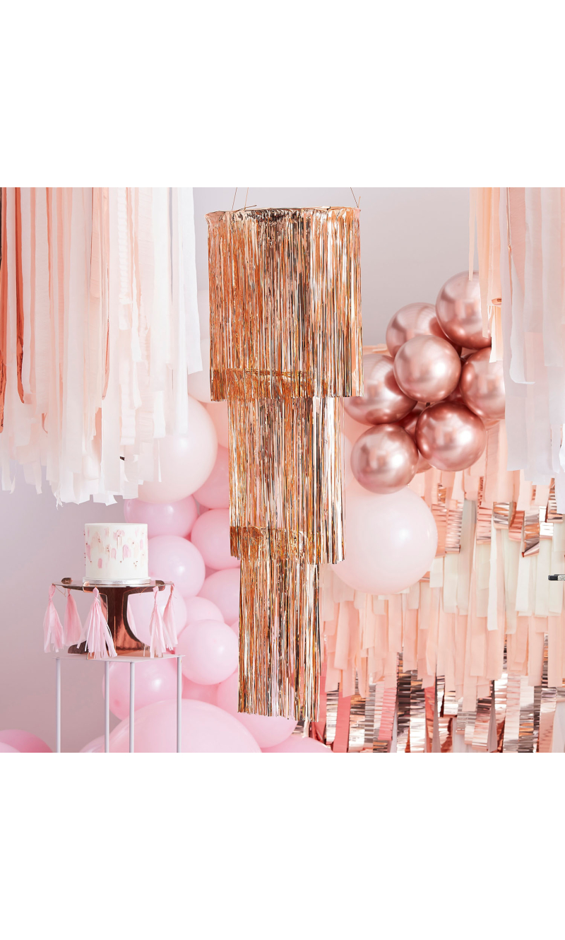Rose Gold Fringe Chandelier - 130cm x 40cm