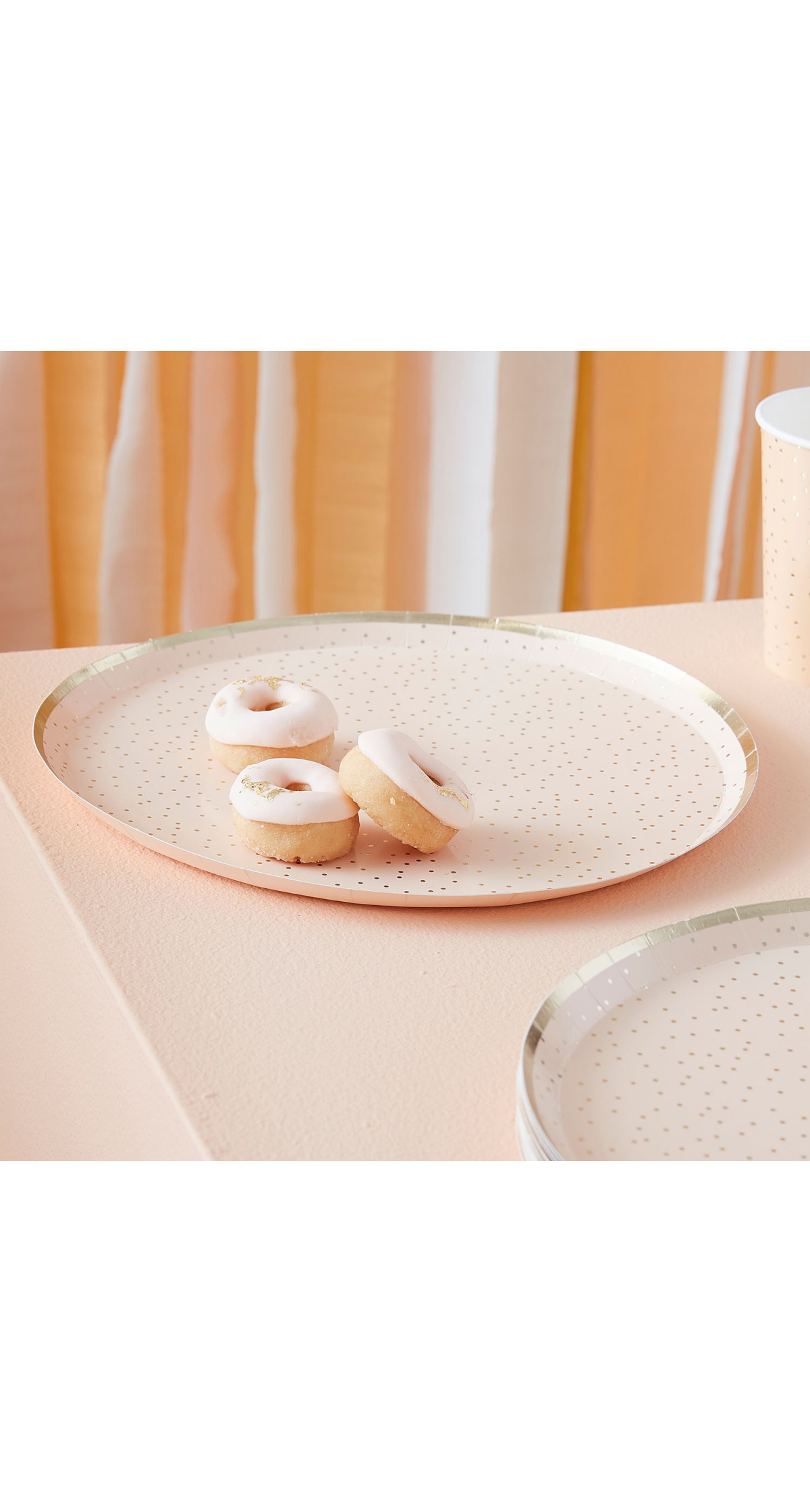 Peach and Gold Party Plates 24cm - 8pk