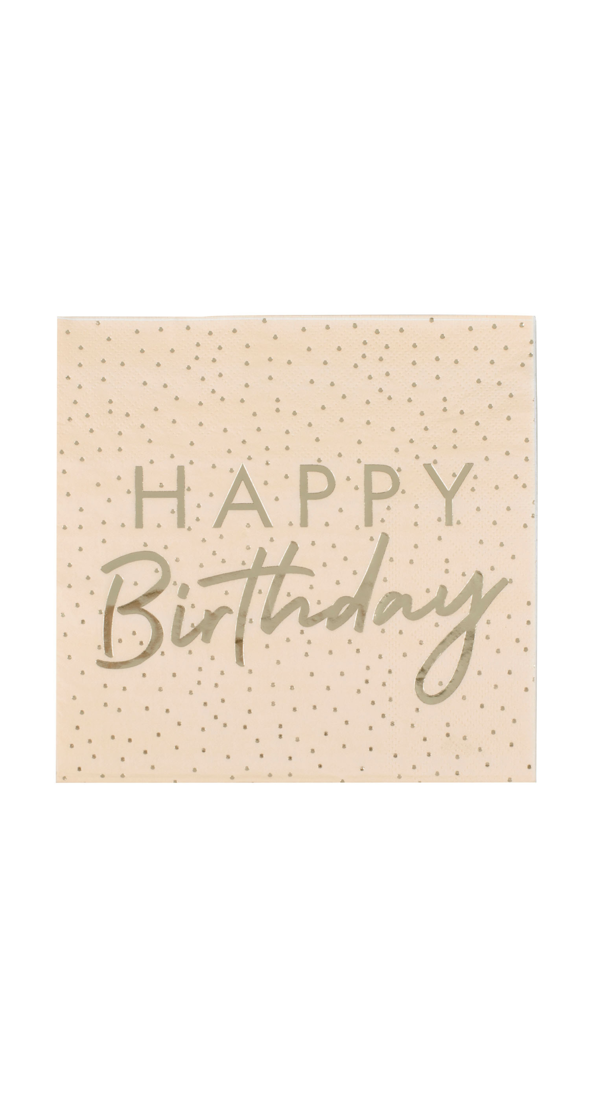 Peach & Gold Happy Birthday Paper Napkins - 16pk