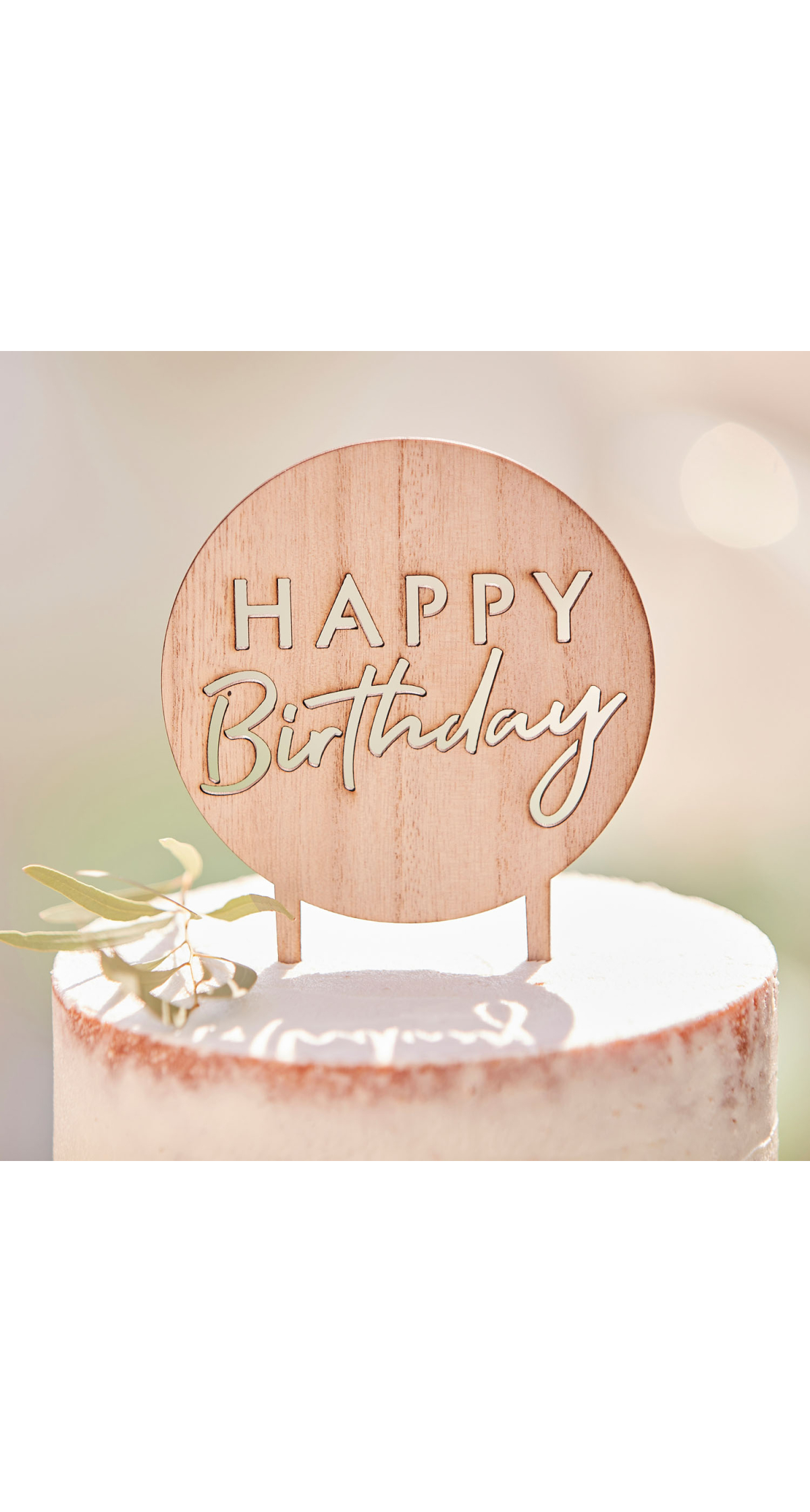 Wooden Happy Birthday Cake Topper - 18cm x 12cm