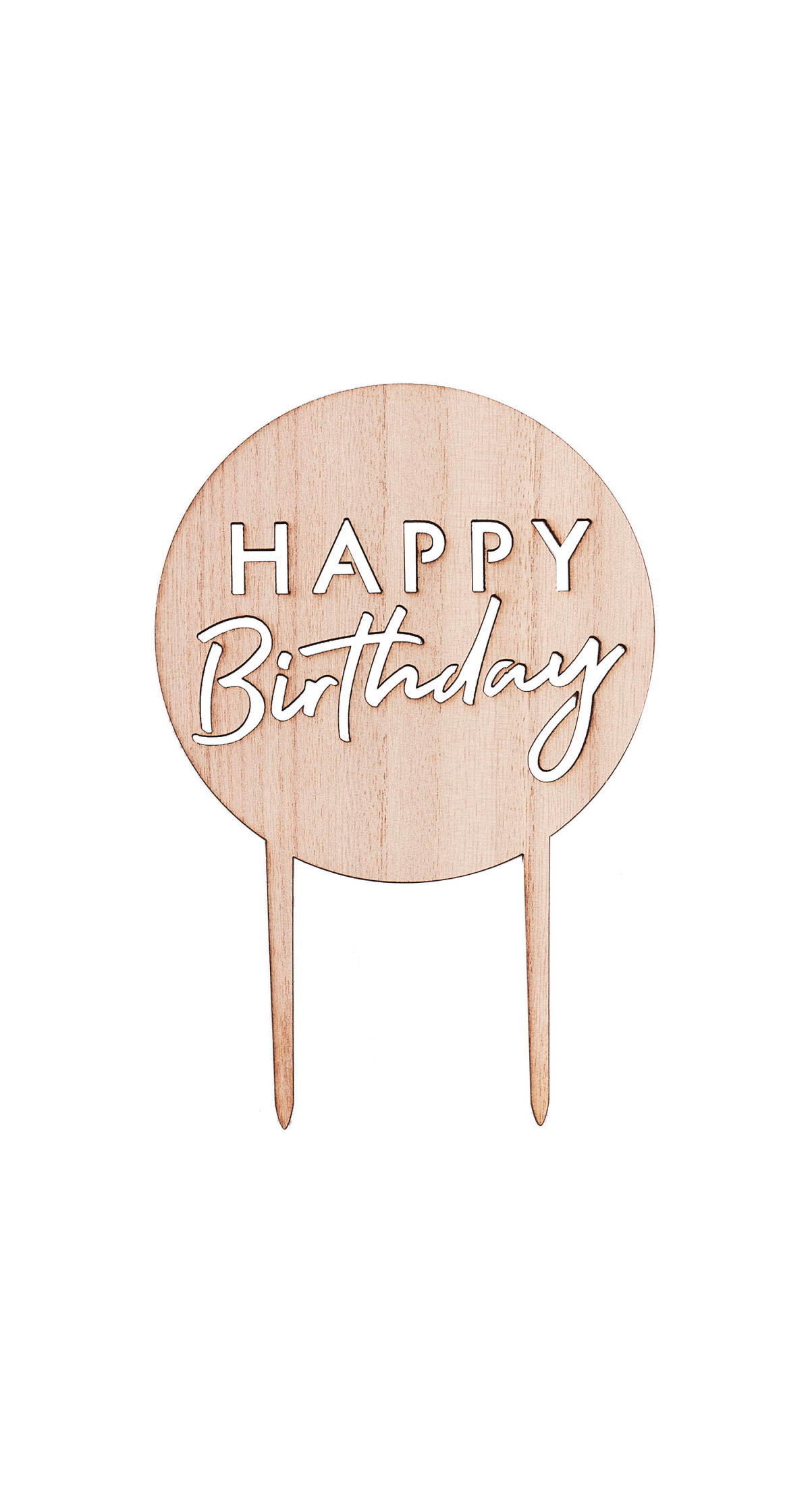 Wooden Happy Birthday Cake Topper - 18cm x 12cm