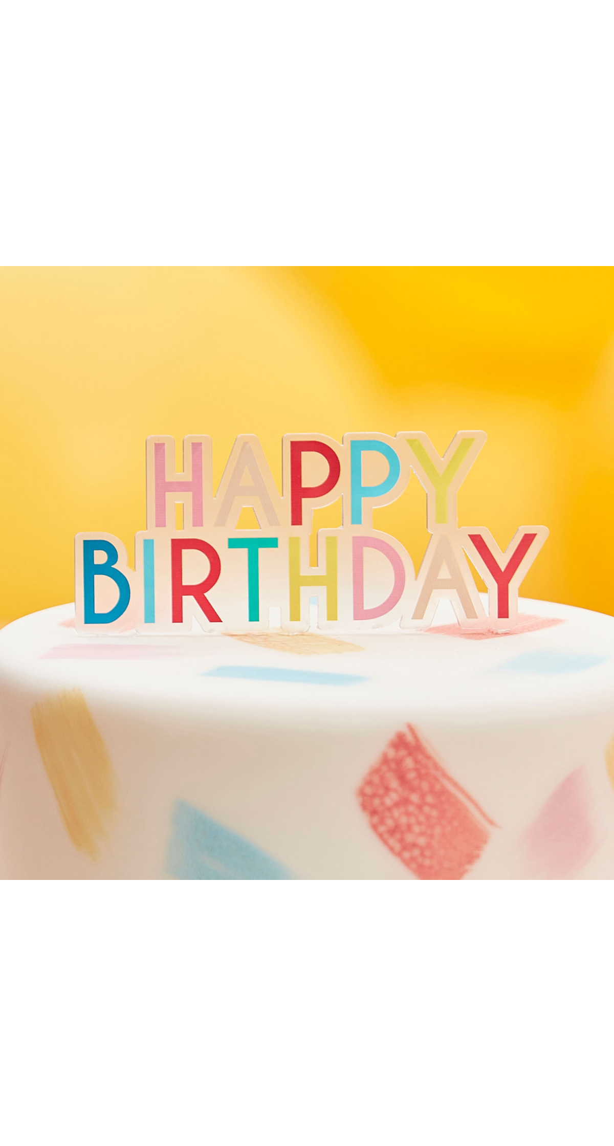 Rainbow Acrylic Happy Birthday Cake Topper - 13cm x 11cm