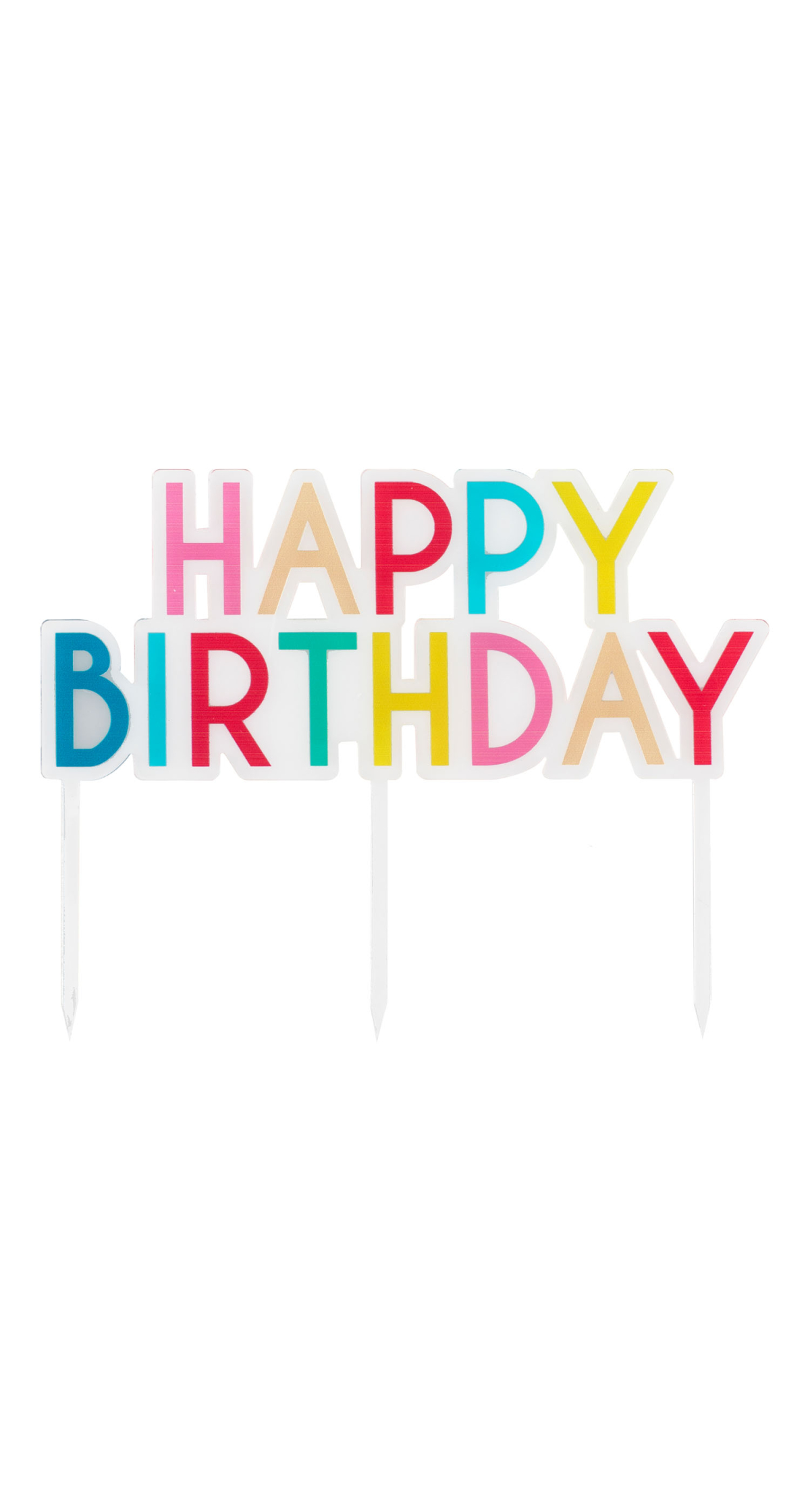 Rainbow Acrylic Happy Birthday Cake Topper - 13cm x 11cm
