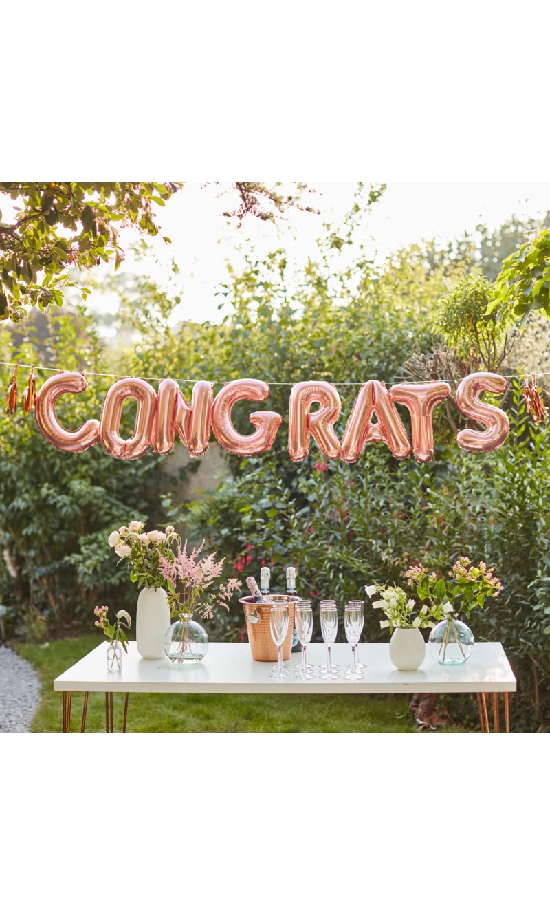 Congrats Rose Gold Congratulations Foil Balloon Bunting 