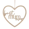 Wooden Best Mum Ever Heart Wreath - 20.6cm x 22.3cm