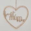Wooden Best Mum Ever Heart Wreath - 20.6cm x 22.3cm
