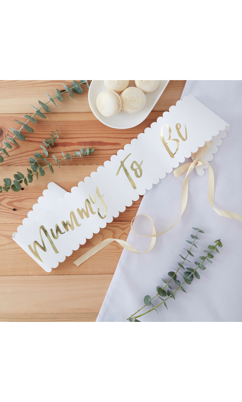 Gold Mummy to be Baby Shower Sash - 10cm x 75cm